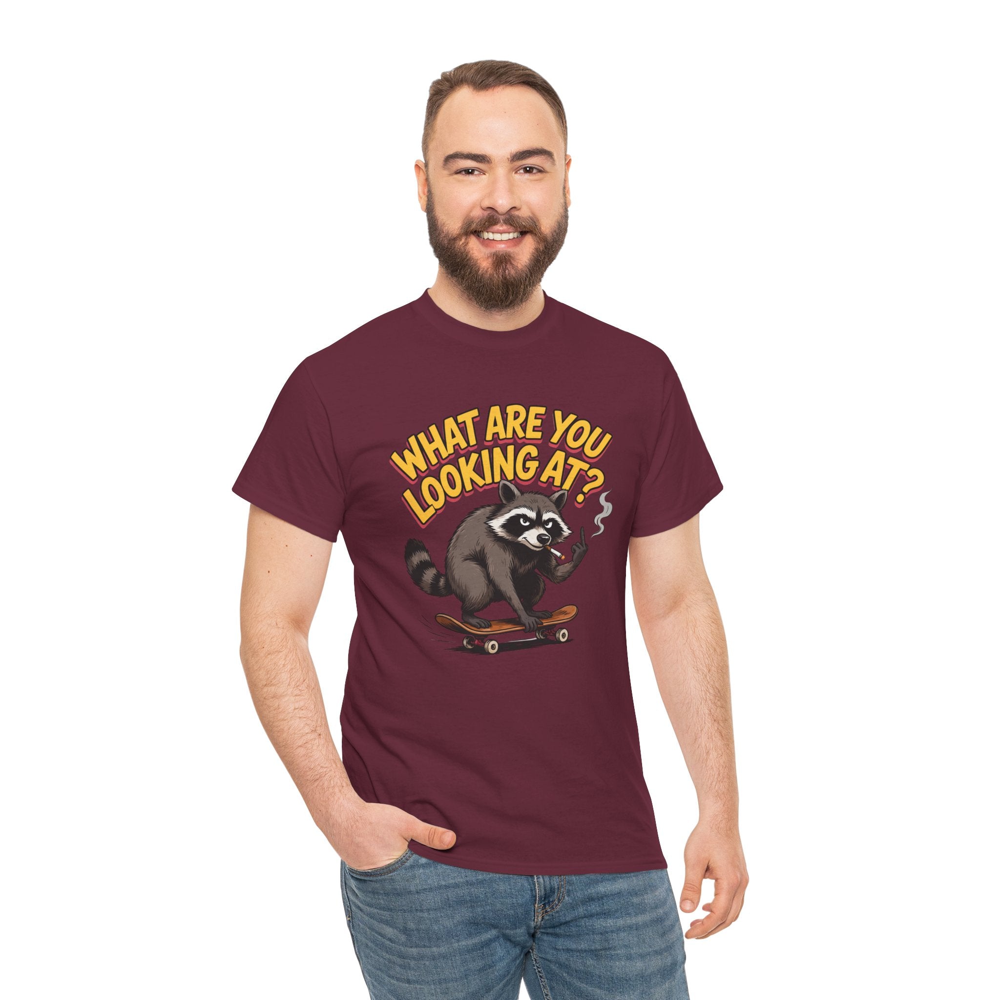 Funny Raccoon Graphic T-Shirt — What Are You Looking At Skater Humor Gift Tee