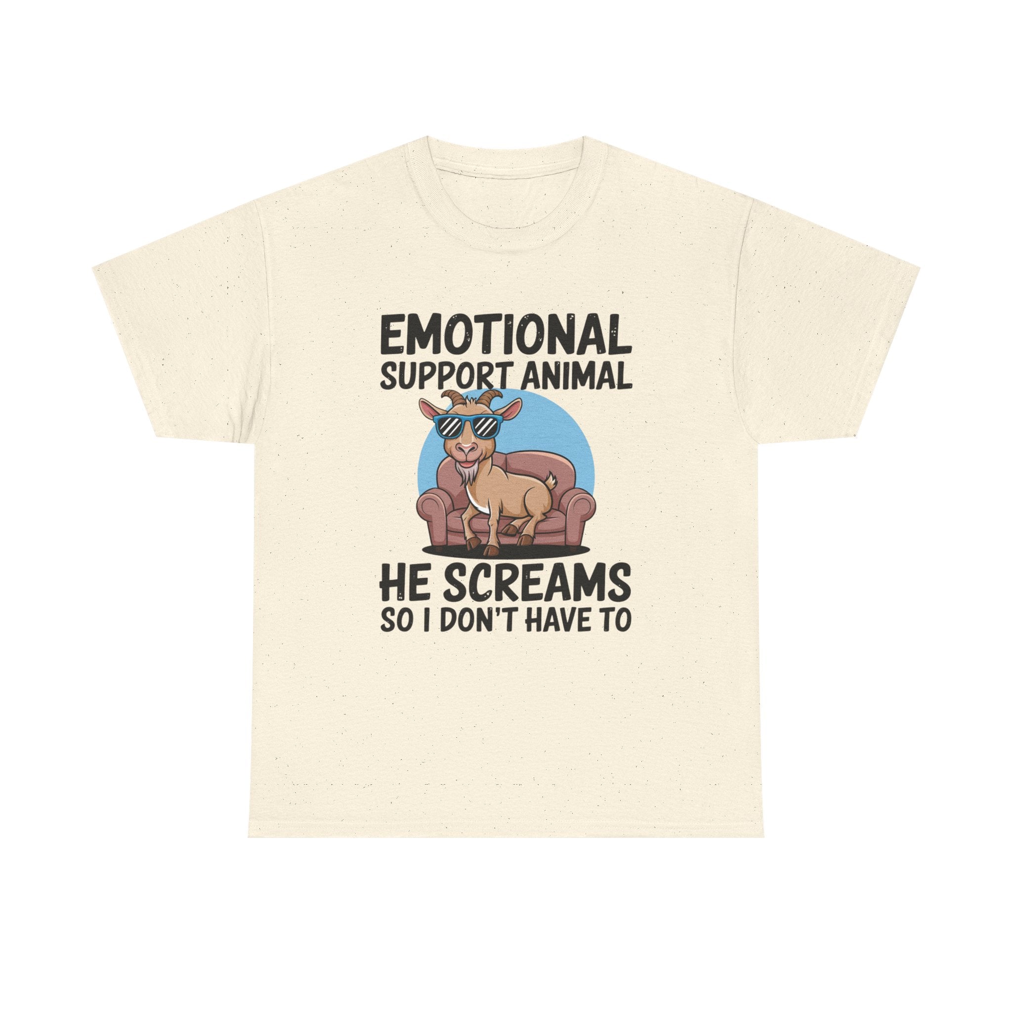 Funny Goat T-Shirt — He Screams So I Don't Have To Emotional Support Animal Gift Tee