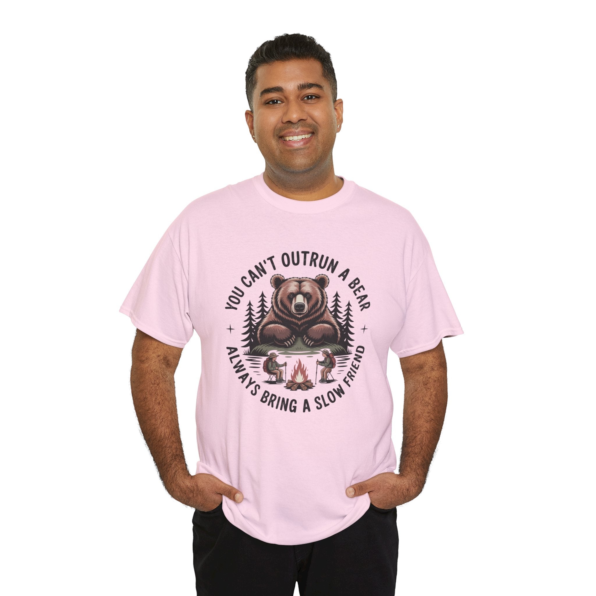 Bear Campfire T‑Shirt — "You Can't Outrun a Bear, Always Bring a Slow Friend" Camping Tee