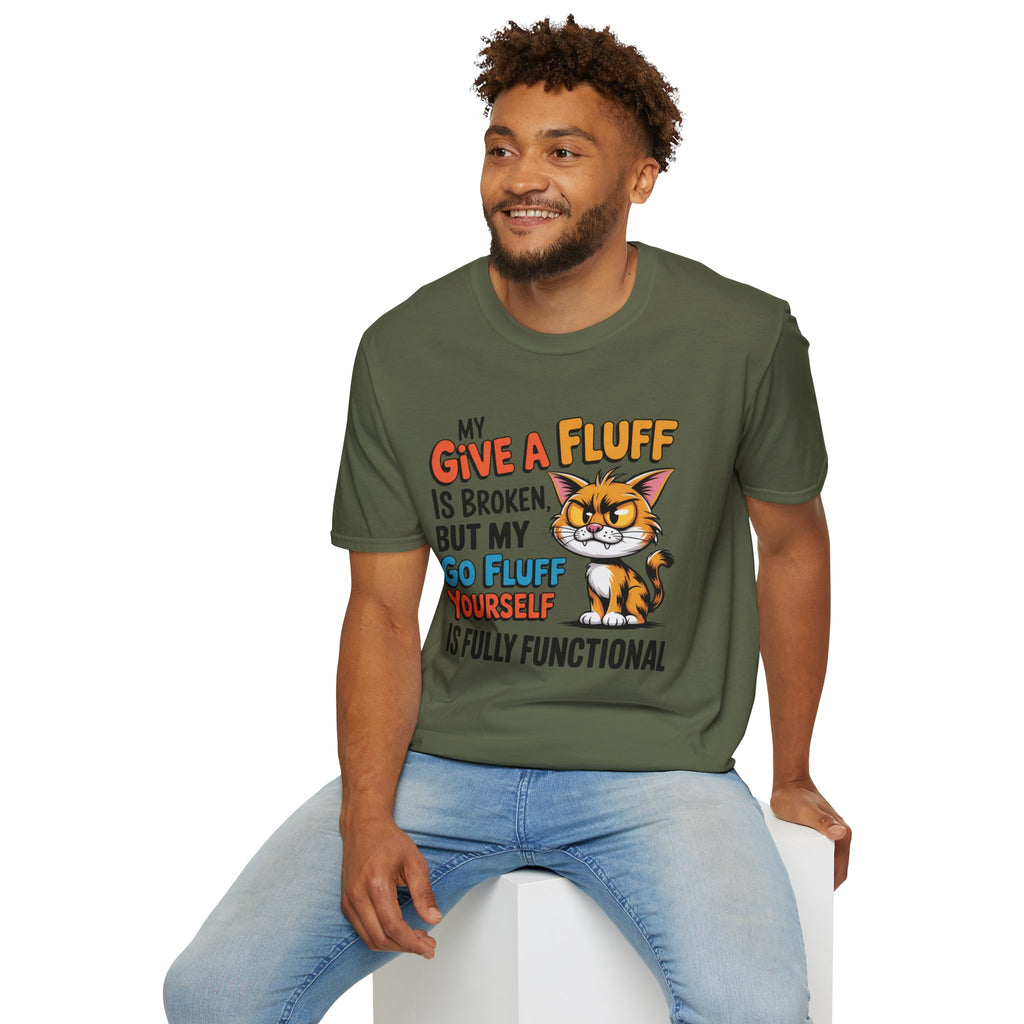 Cat Graphic T-Shirt — "My Give a Fluff Is Broken" Funny Cat Tee