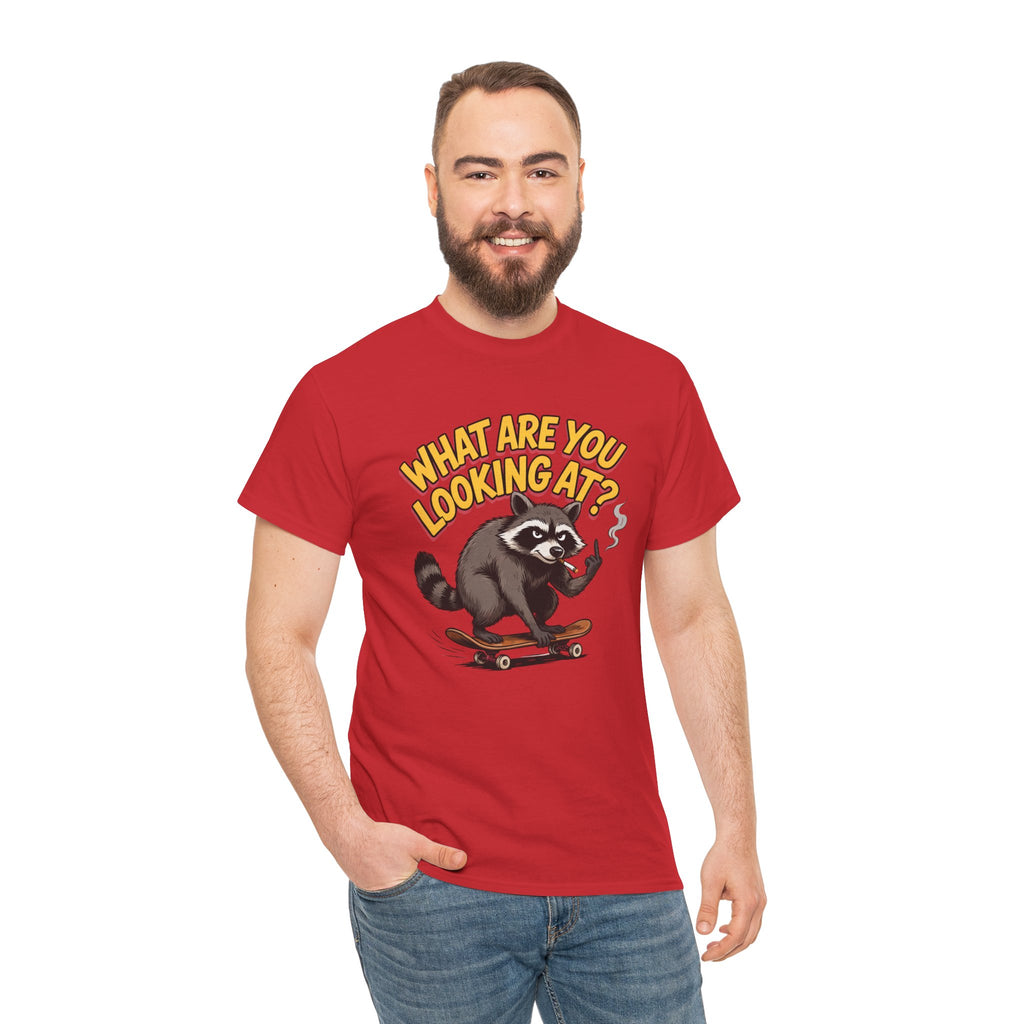 Funny Raccoon Graphic T-Shirt — What Are You Looking At Skater Humor Gift Tee