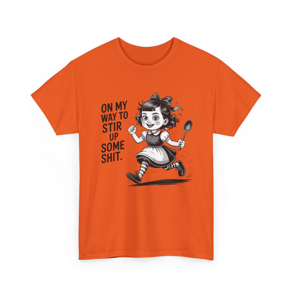 Stir Up Some Shit Tee — Retro Mischief Girl Graphic T-Shirt