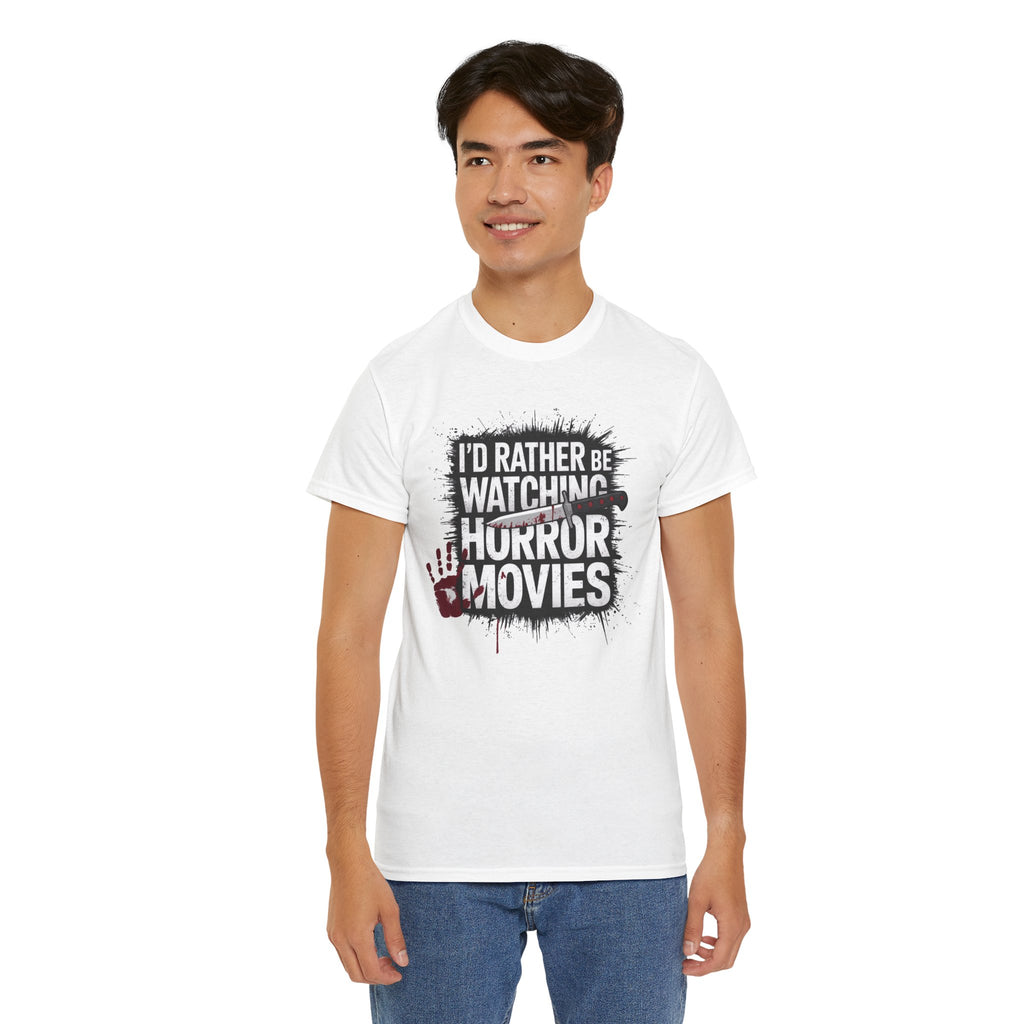 Horror Movie Fan T-Shirt — "I'd Rather Be Watching Horror Movies" Graphic Tee