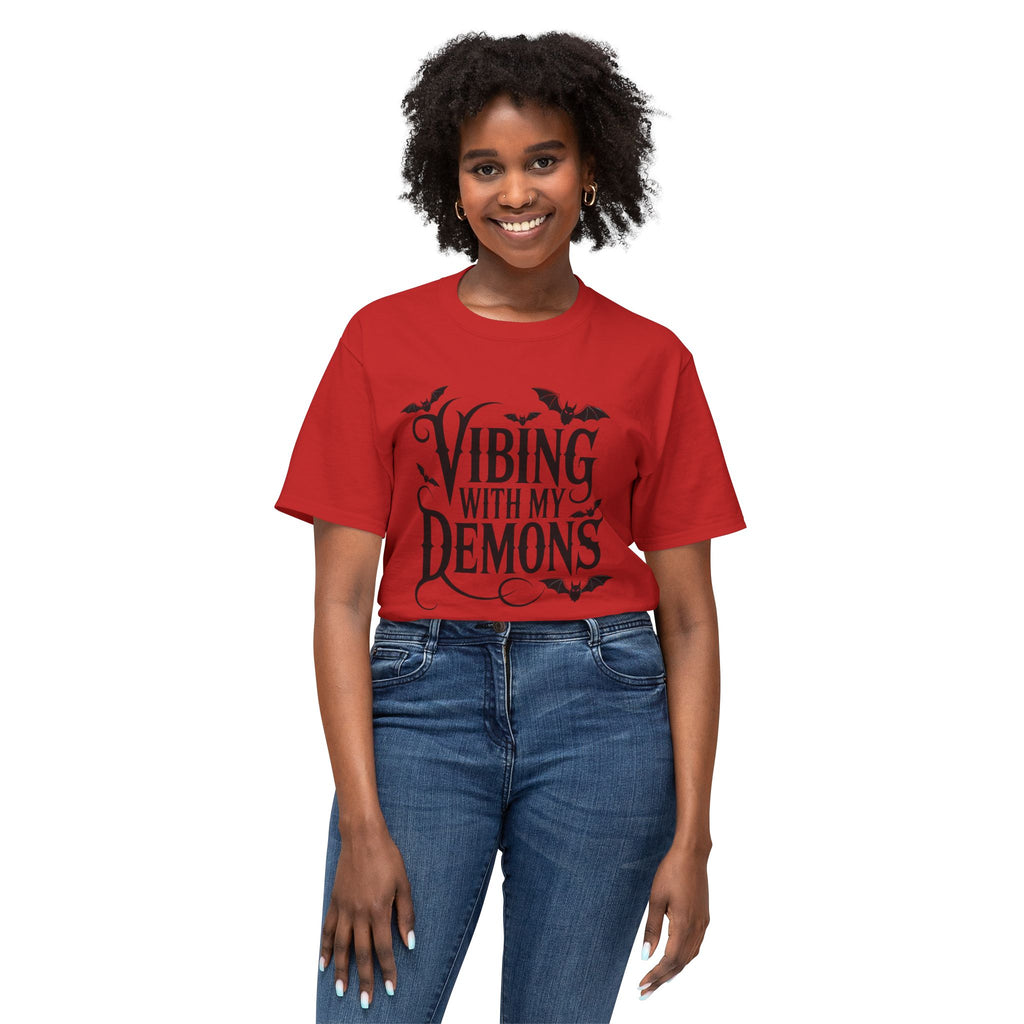 Funny Gothic Halloween T-Shirt — Vibing With My Demons Dark Humor Gift Tee