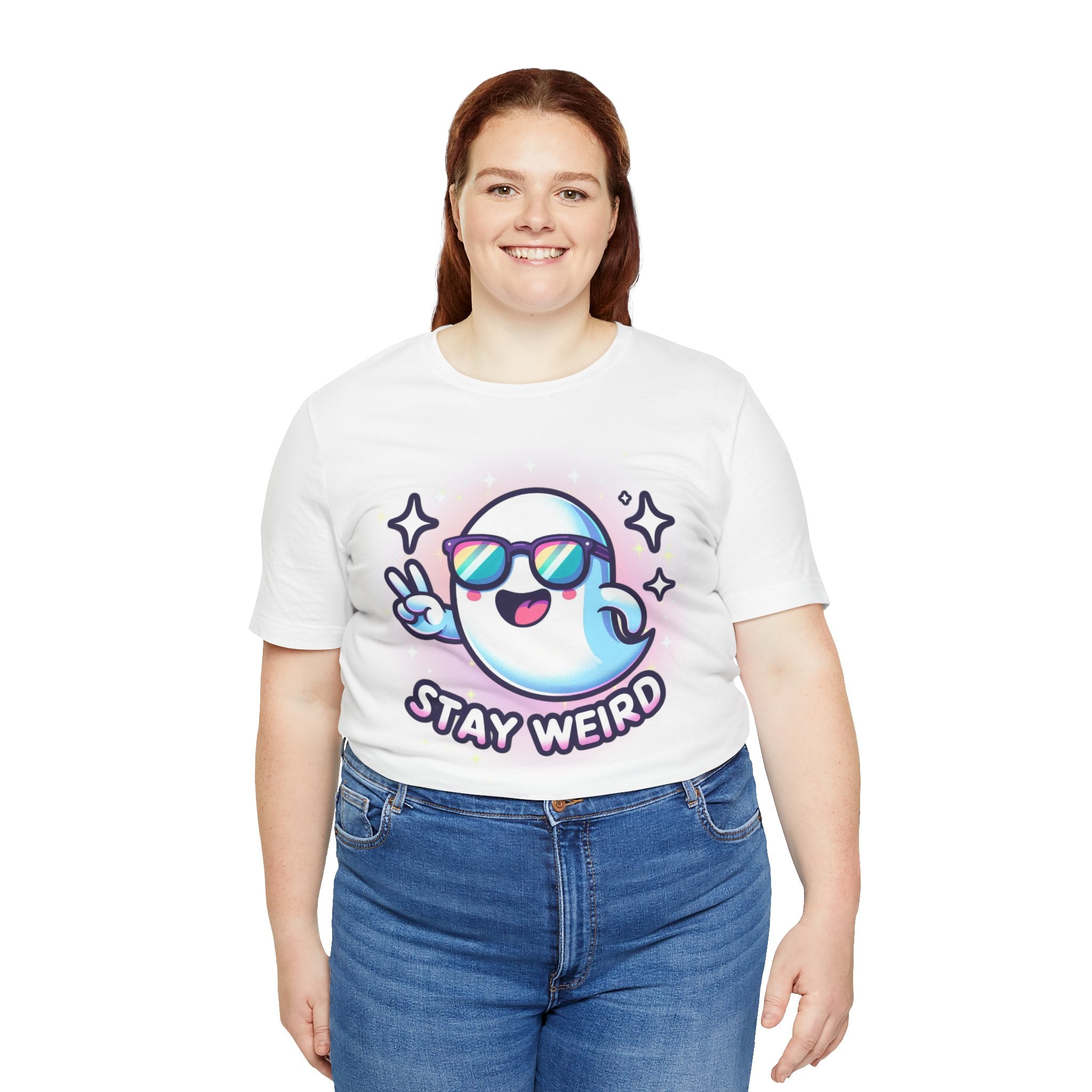 Stay Weird Ghost T-Shirt — Cute Cartoon Ghost with Sunglasses