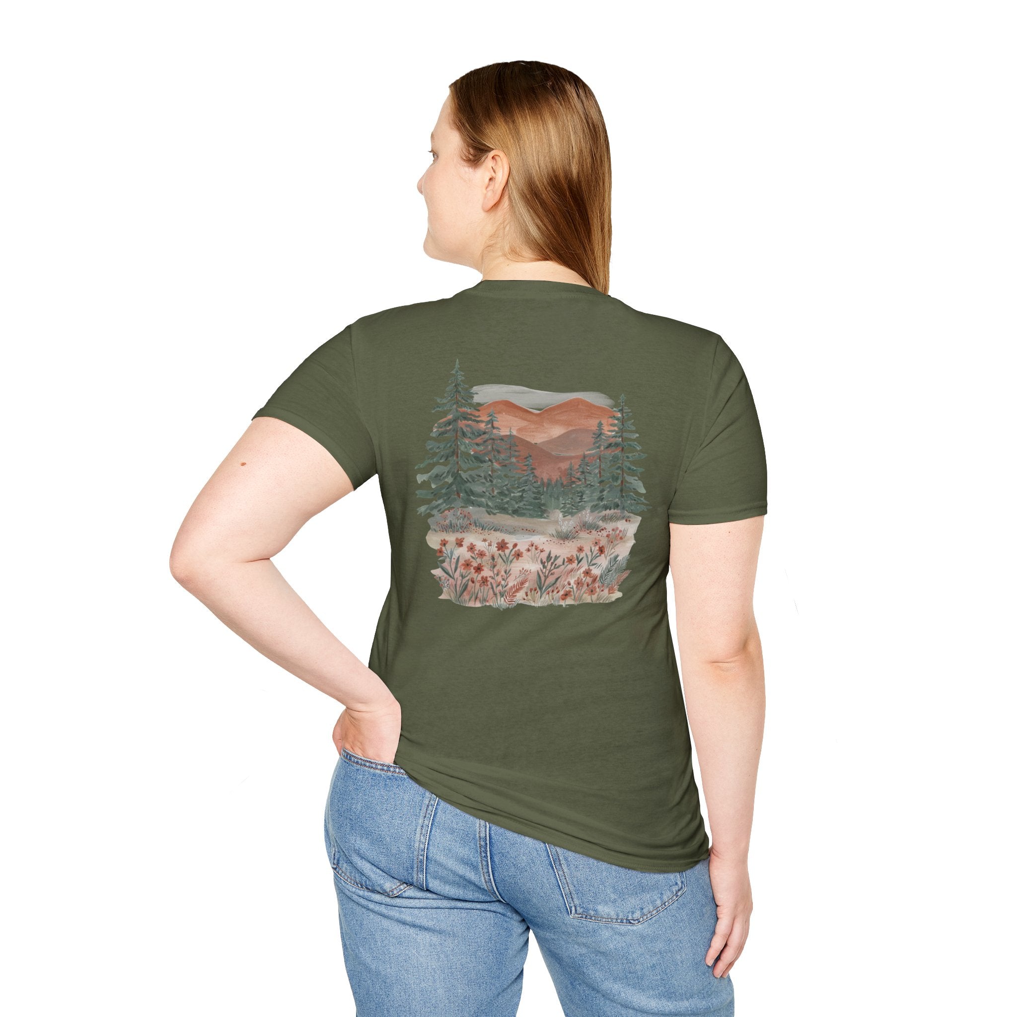 Floral Corner Tee — Minimal Wildflower Pocket T‑Shirt