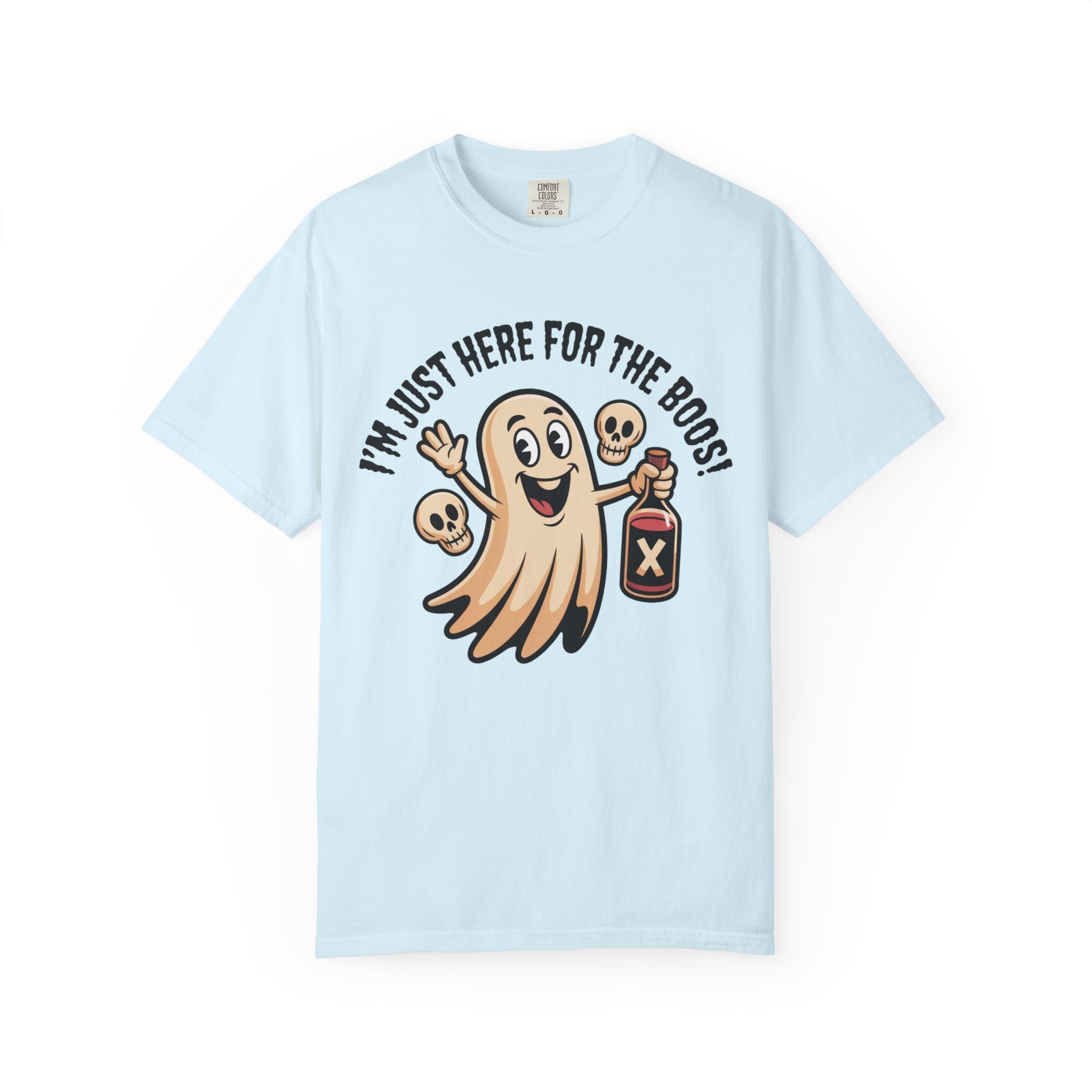 Halloween Ghost T‑Shirt — "I'm Just Here for the Boos!" Funny Party Tee