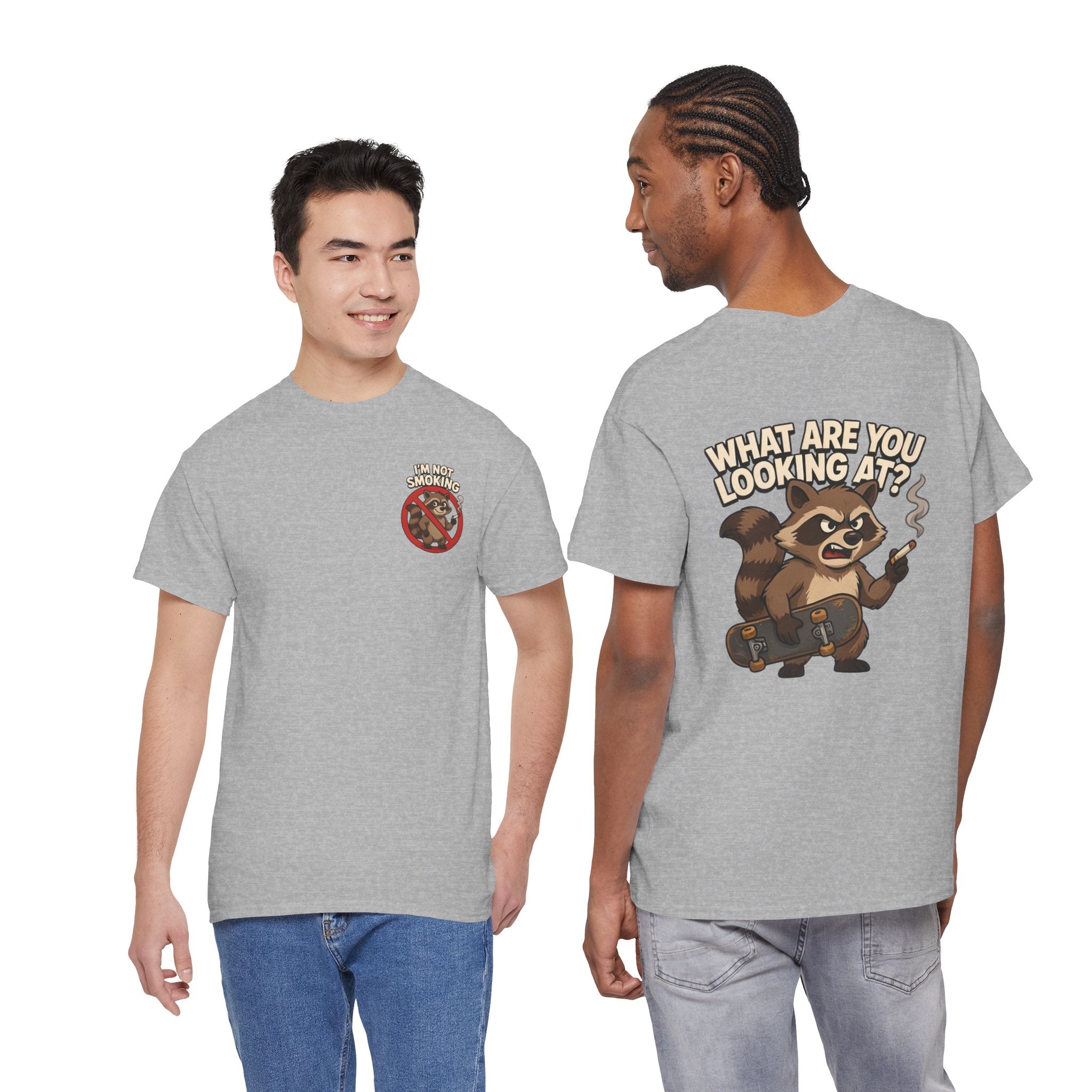 Graphic Tee — "What Are You Looking At?" Raccoon Illustration T-Shirt