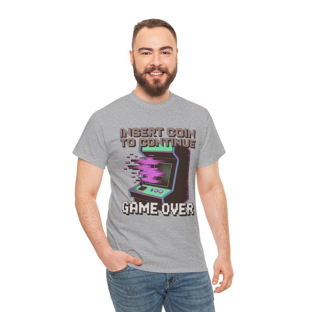 Funny Gamer T-Shirt — Insert Coin to Continue Retro Arcade Gift Tee for Men Women