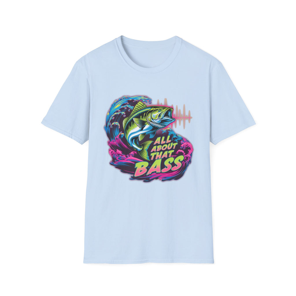 Bass Fishing T-Shirt — "All About That Bass" Retro Wave Graphic