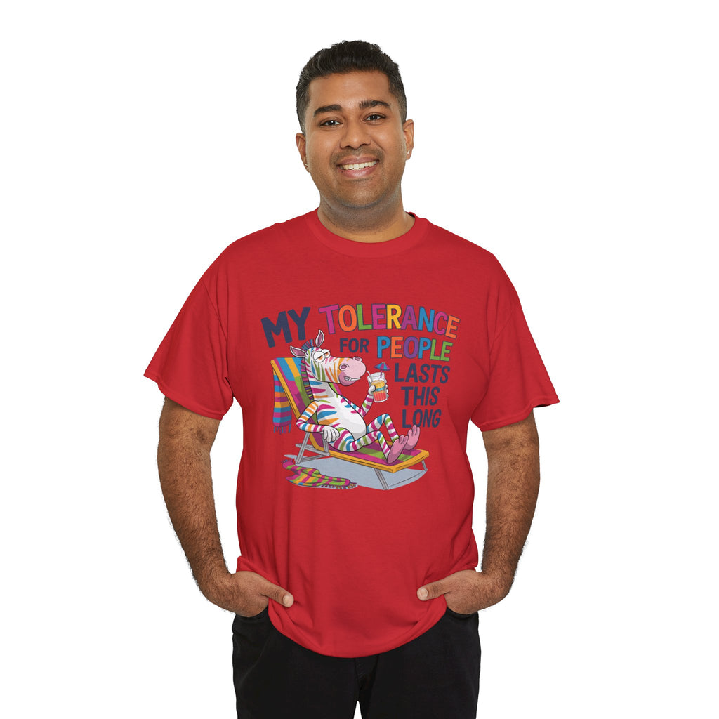 Funny Unicorn T-Shirt — “My Tolerance for People Lasts This Long” Graphic Tee