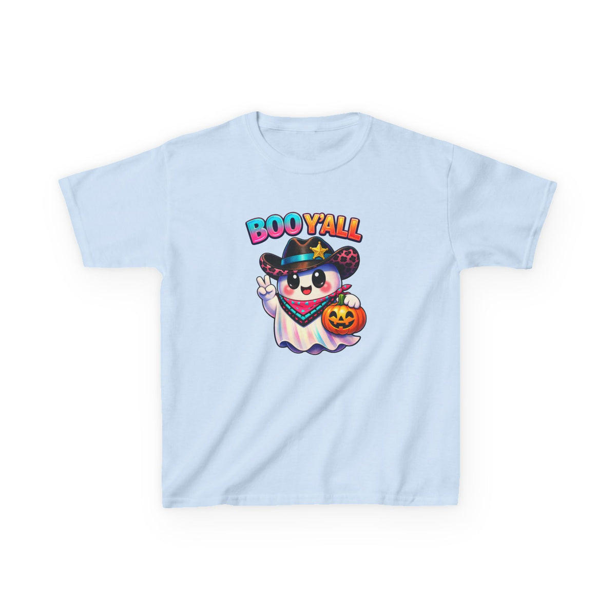 Kids Tee — 'Boo Y'all' Ghost Cowboy Halloween Shirt