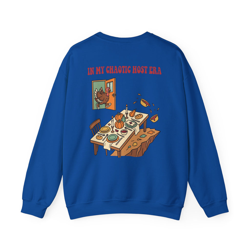 Funny Thanksgiving Host Crewneck Sweatshirt — My Table Seats 6 My Anxiety Seats 12 Gift Pullover