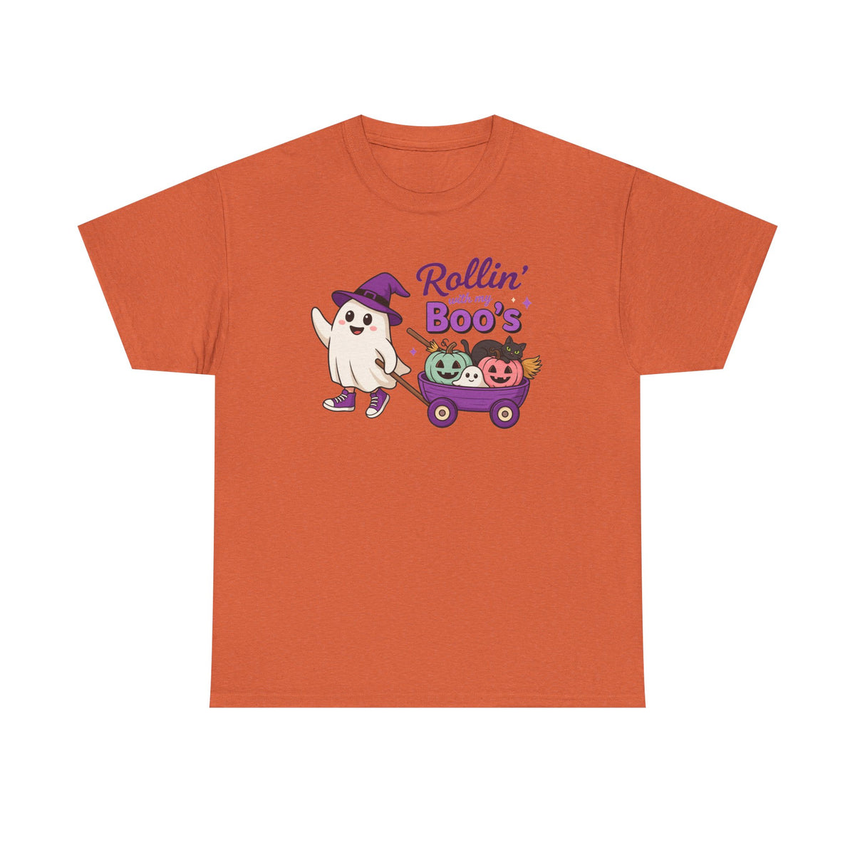 Rollin' Boo's Halloween Tee — Cute Ghost Wagon Pumpkin Kids Shirt
