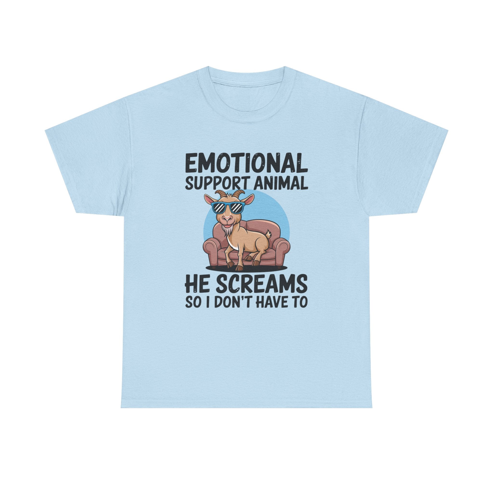Funny Goat T-Shirt — He Screams So I Don't Have To Emotional Support Animal Gift Tee