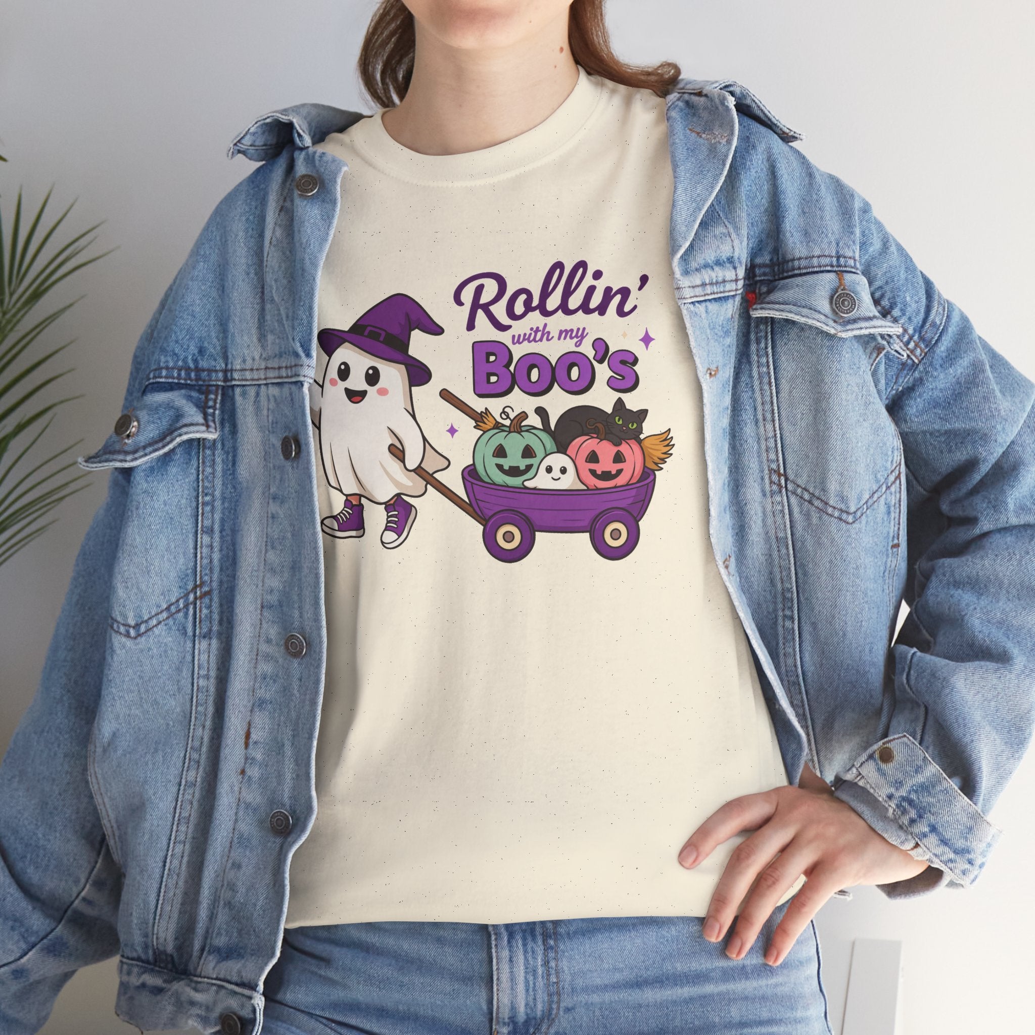 Rollin' Boo's Halloween Tee — Cute Ghost Wagon Pumpkin Kids Shirt
