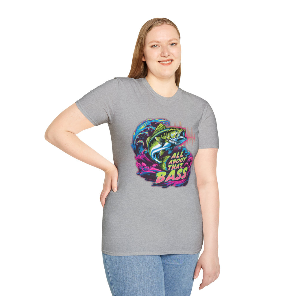 Bass Fishing T-Shirt — "All About That Bass" Retro Wave Graphic