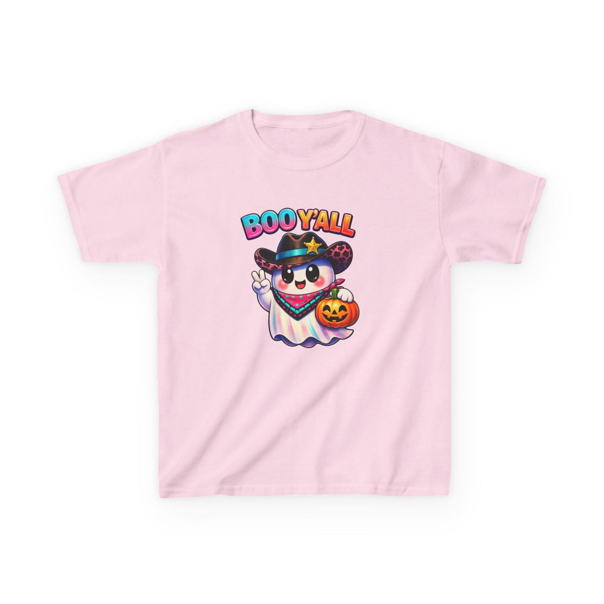 Kids Tee — 'Boo Y'all' Ghost Cowboy Halloween Shirt