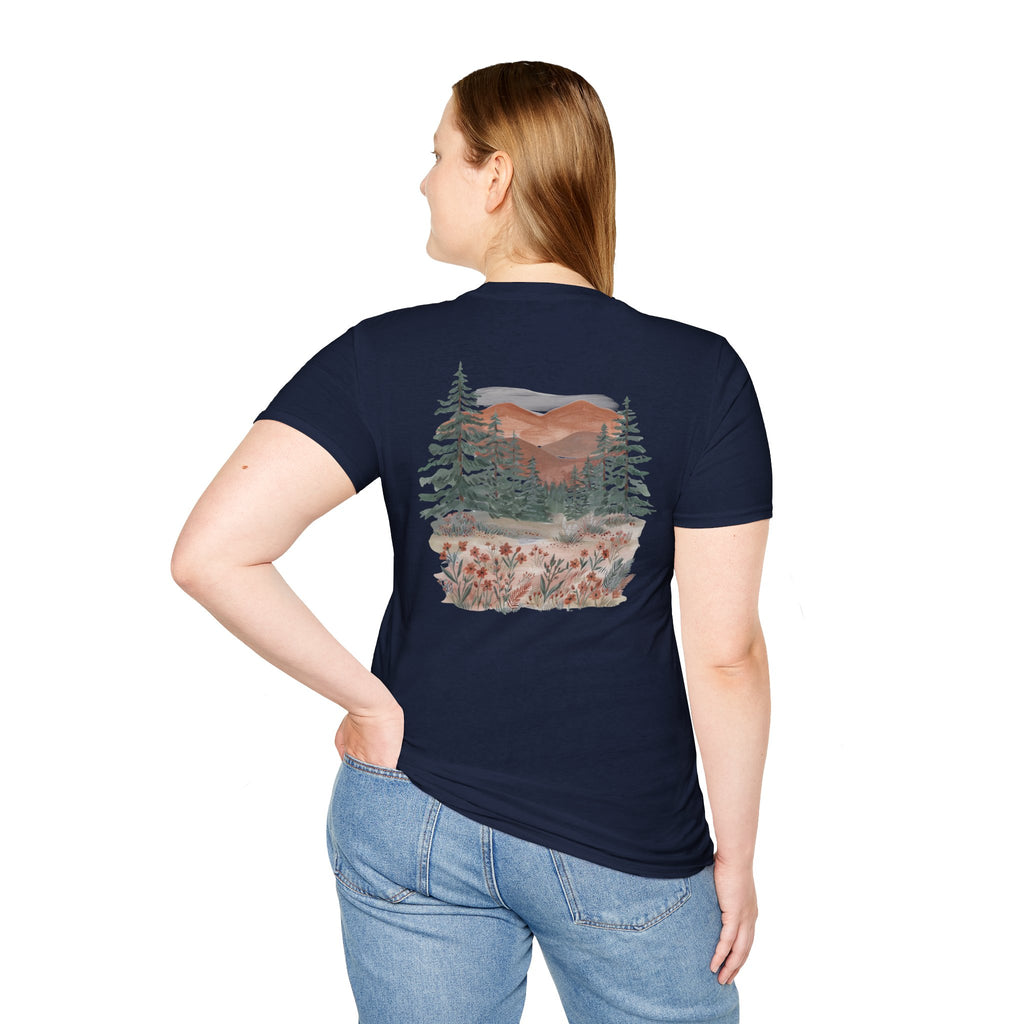 Floral Corner Tee — Minimal Wildflower Pocket T‑Shirt