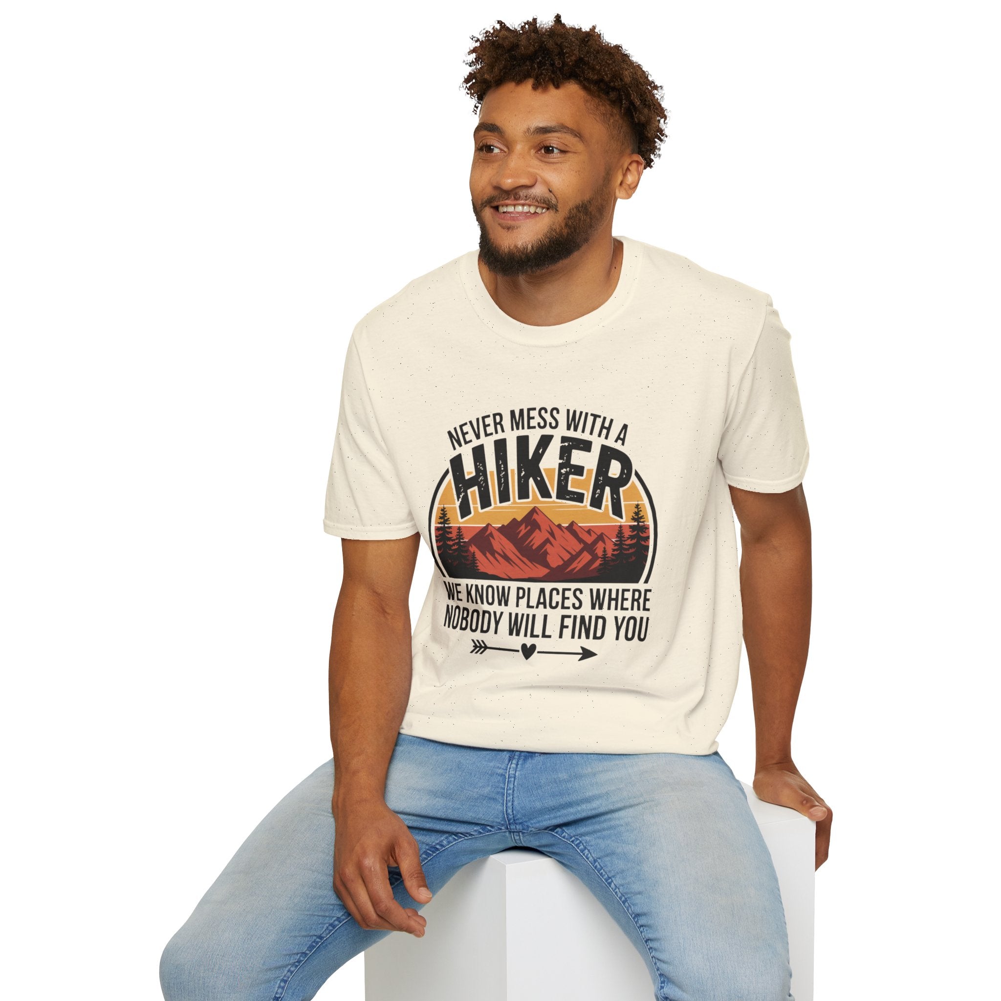 Hiker T-Shirt — "Never Mess With a Hiker" Mountain Sunset Tee