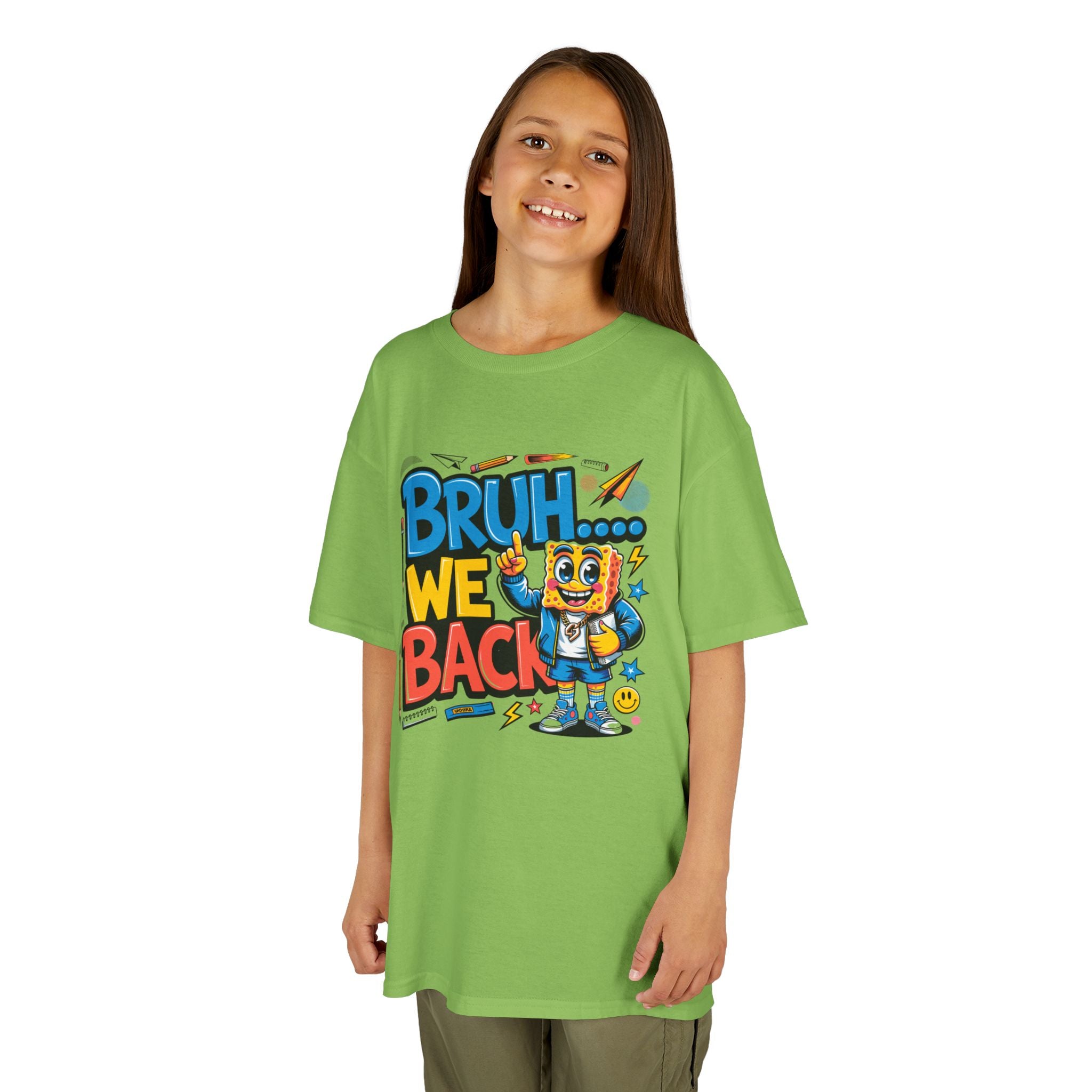Kids Tee — "Bruh... We Back" Cartoon Sponge Graphic