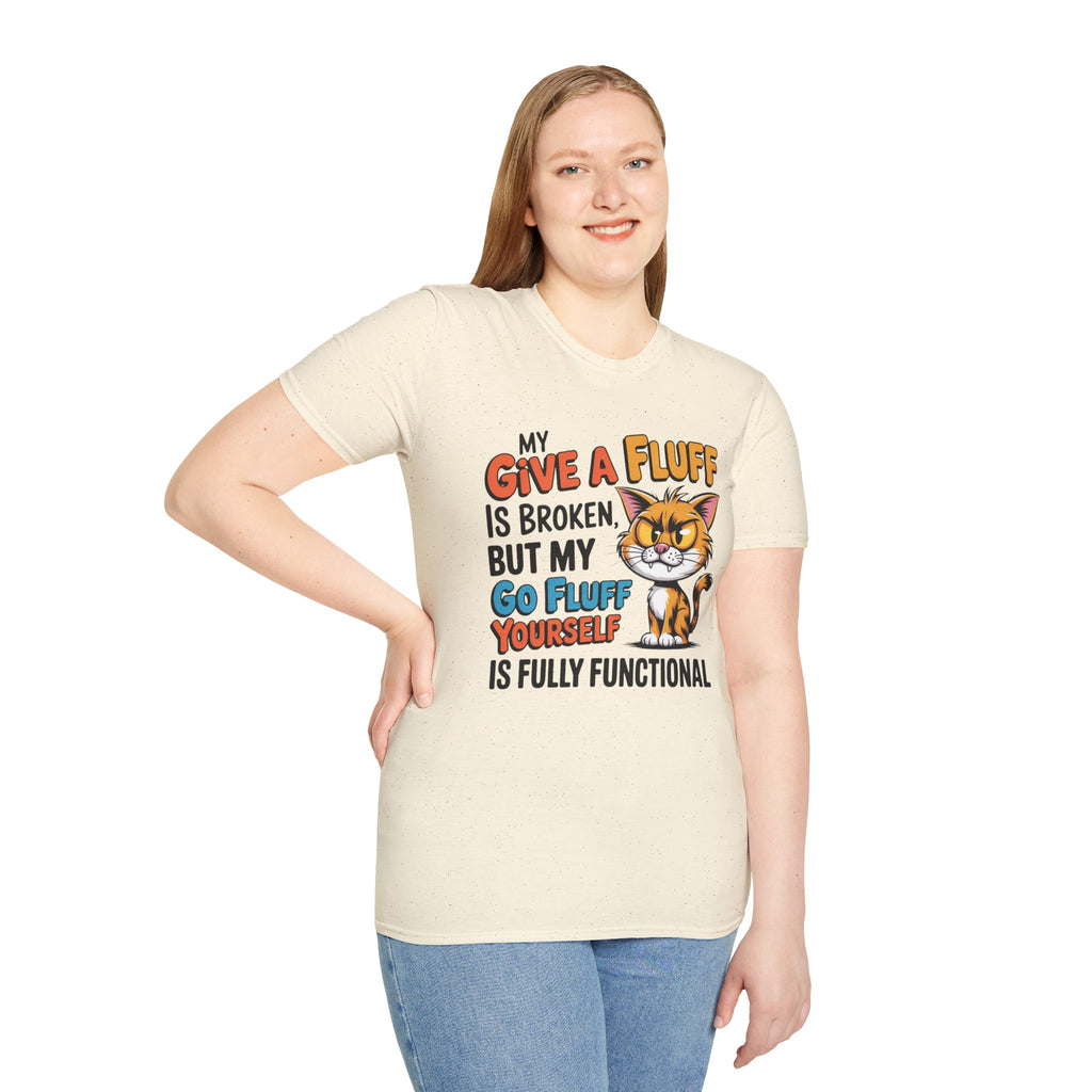 Cat Graphic T-Shirt — "My Give a Fluff Is Broken" Funny Cat Tee