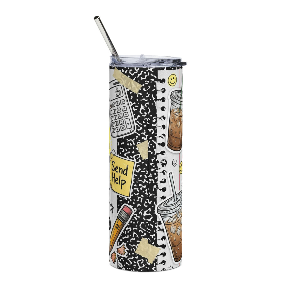 Funny Student 20oz Stainless Steel Tumbler — Fueled By Iced Coffee Exams & Good Grades Gift Travel Cup