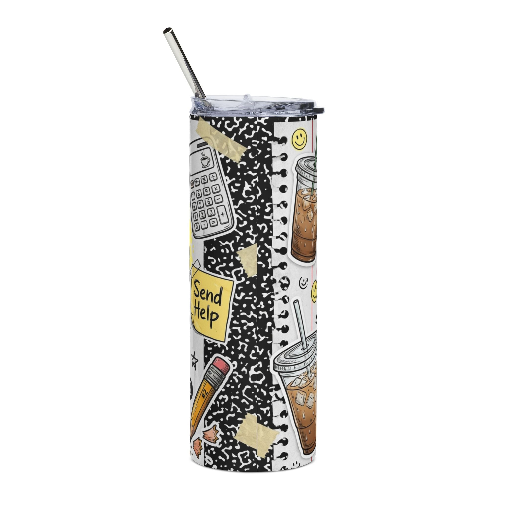 Funny Student 20oz Stainless Steel Tumbler — Fueled By Iced Coffee Exams & Good Grades Gift Travel Cup