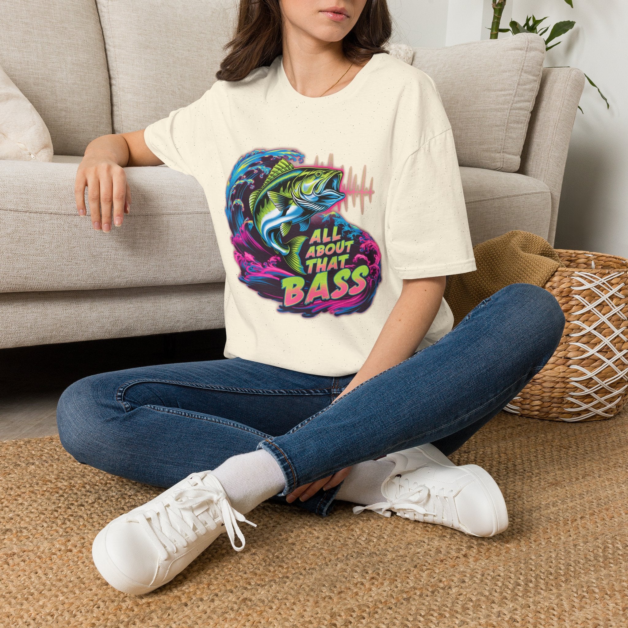 Bass Fishing T-Shirt — "All About That Bass" Retro Wave Graphic