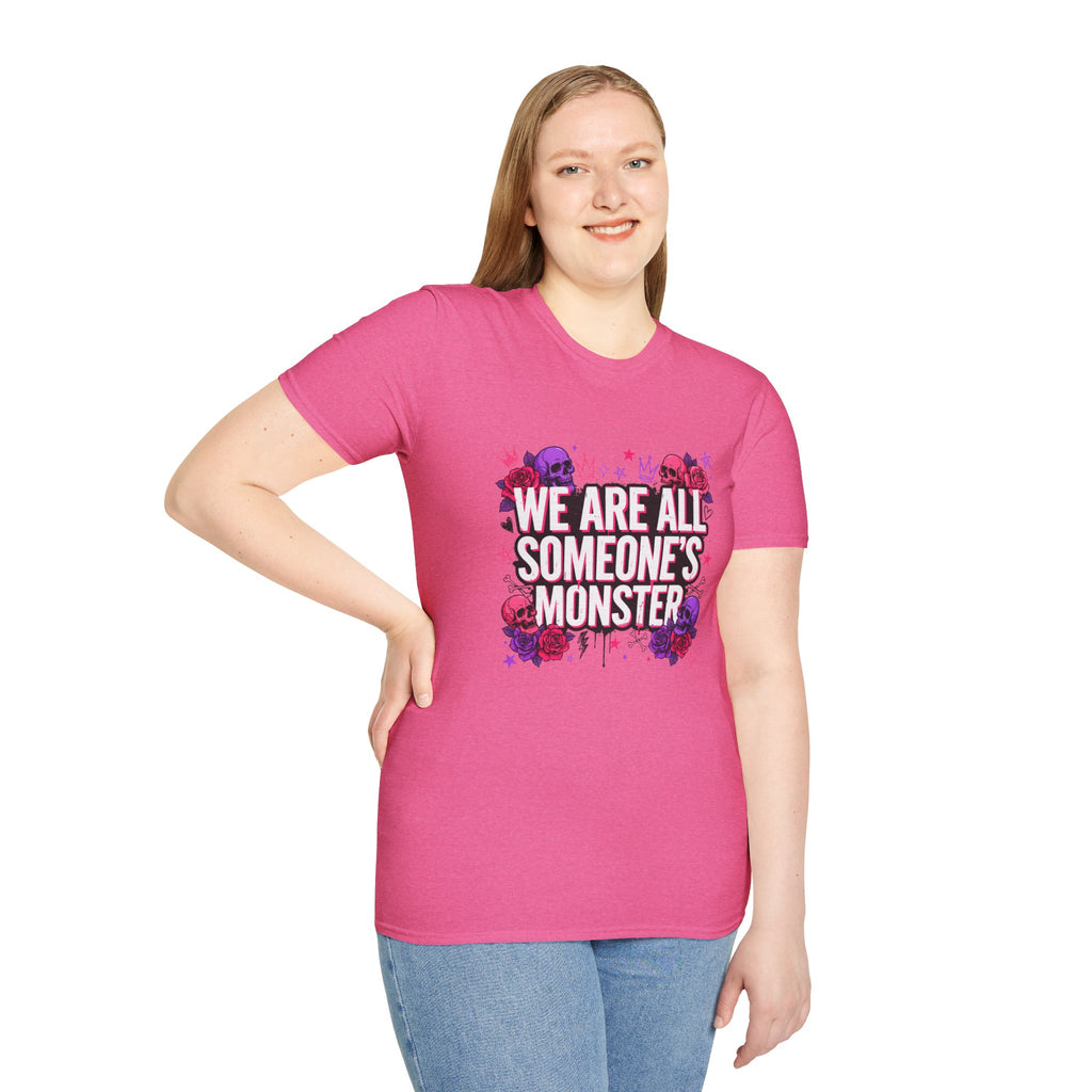 We Are All Someone's Monster T-Shirt — Goth Floral Skull Graphic Tee