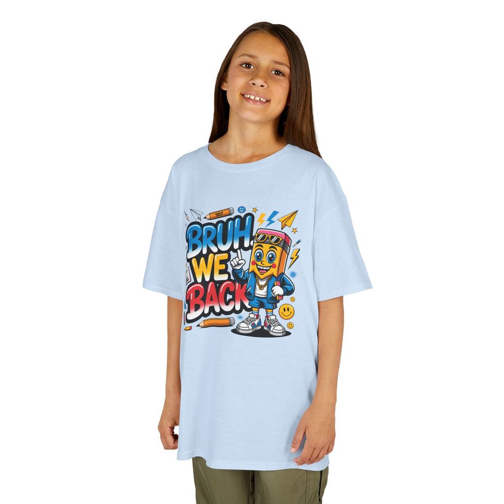 Kids T-Shirt — "Bruh We Back" Cartoon Graphic Tee