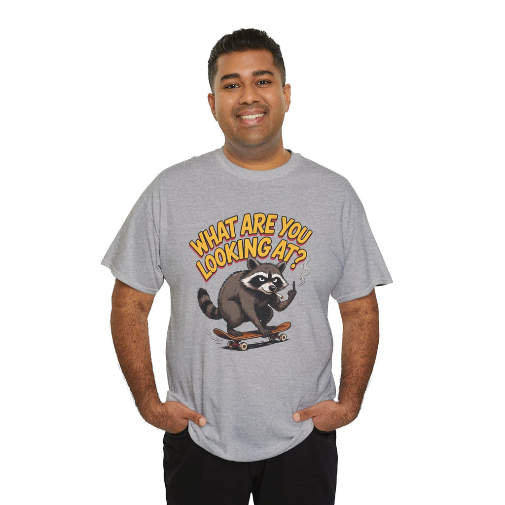 Funny Raccoon Graphic T-Shirt — What Are You Looking At Skater Humor Gift Tee