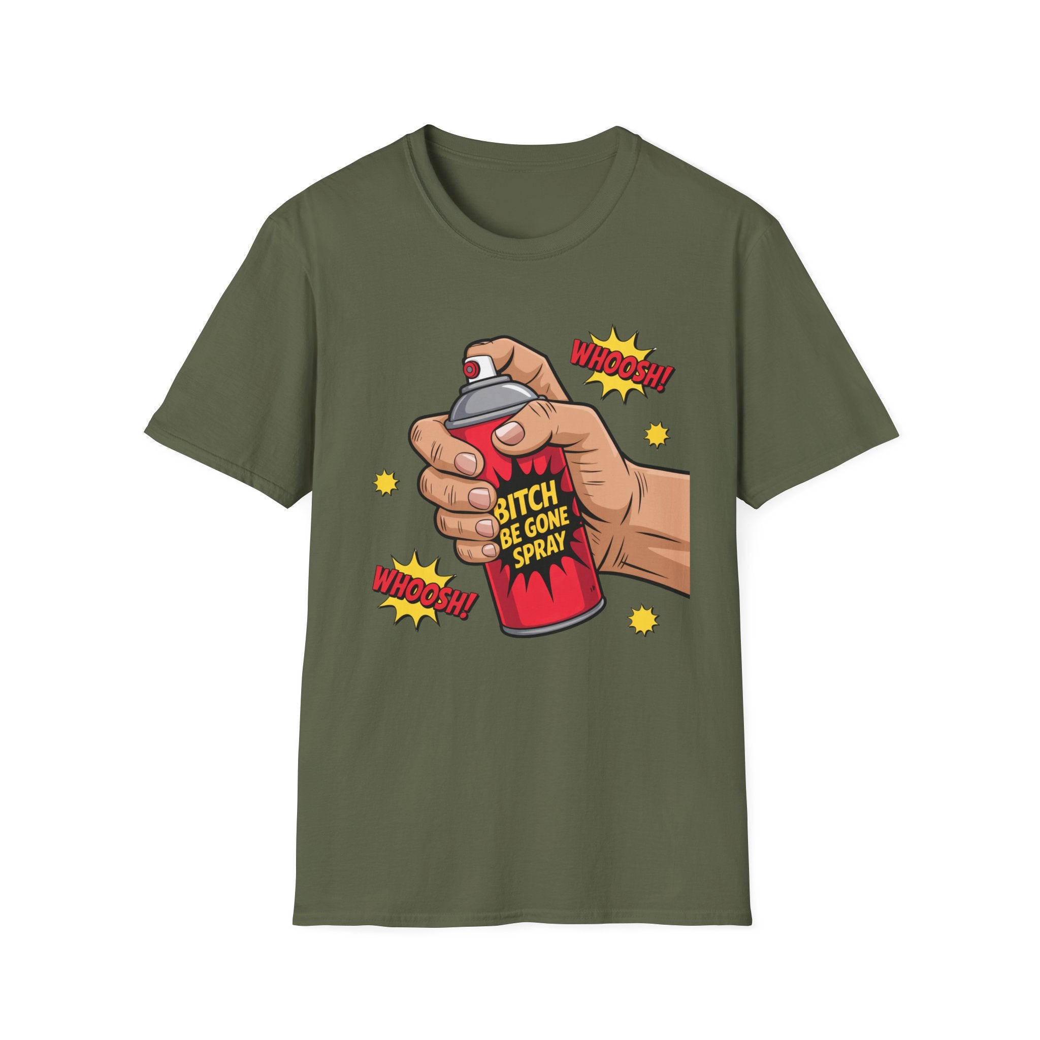 Funny 'Bitch, Be Gone' Spray T-Shirt — Pop Art Spray Can Graphic Tee
