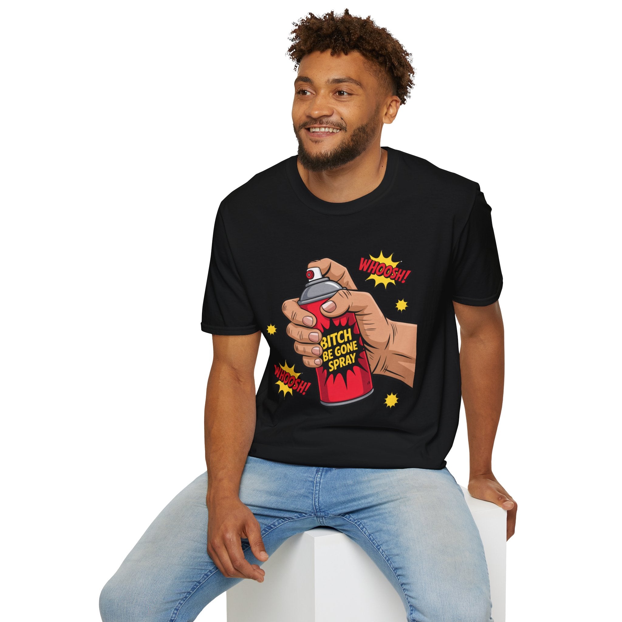 Funny 'Bitch, Be Gone' Spray T-Shirt — Pop Art Spray Can Graphic Tee