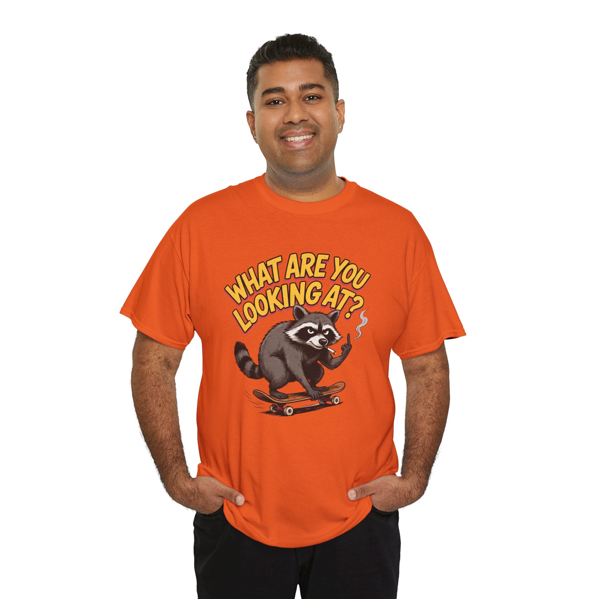 Funny Raccoon Graphic T-Shirt — What Are You Looking At Skater Humor Gift Tee