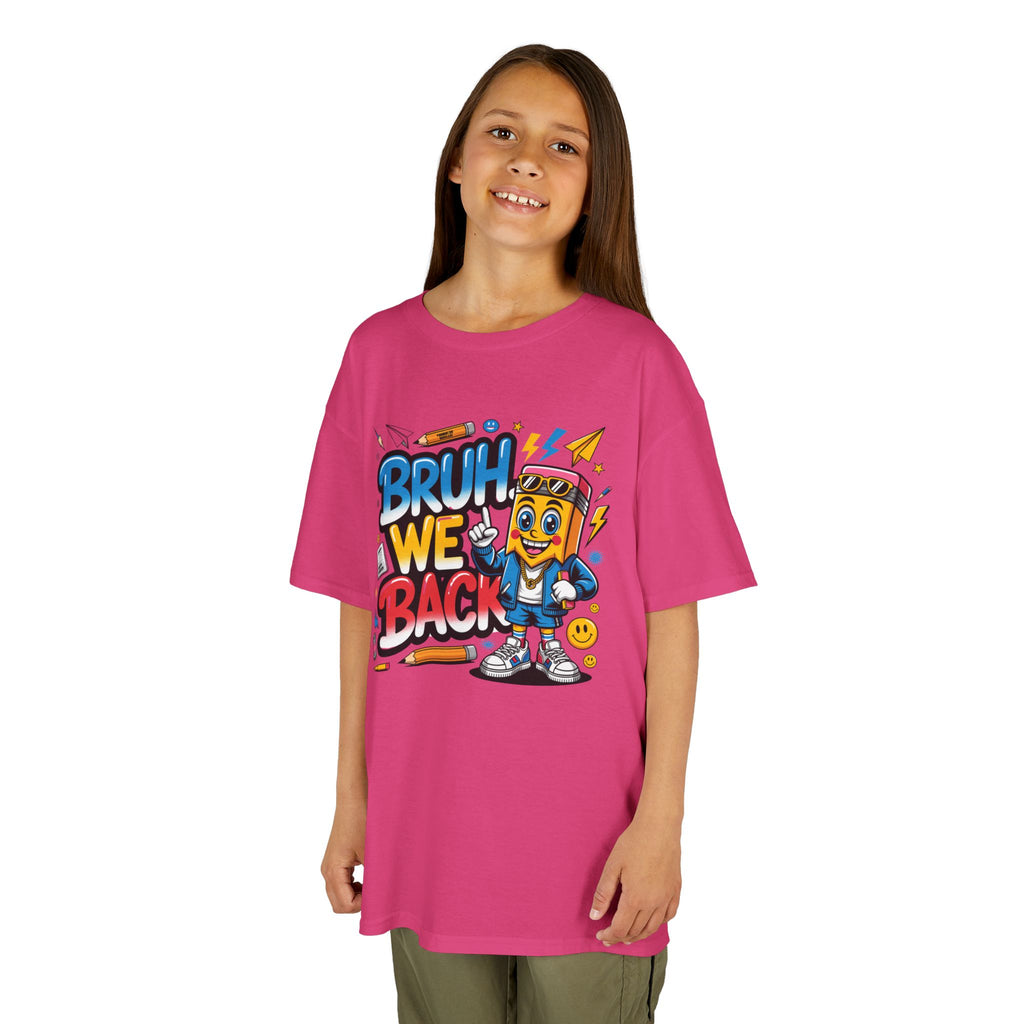 Kids Tee — "Bruh We Back" Retro Cartoon Graphic Shirt