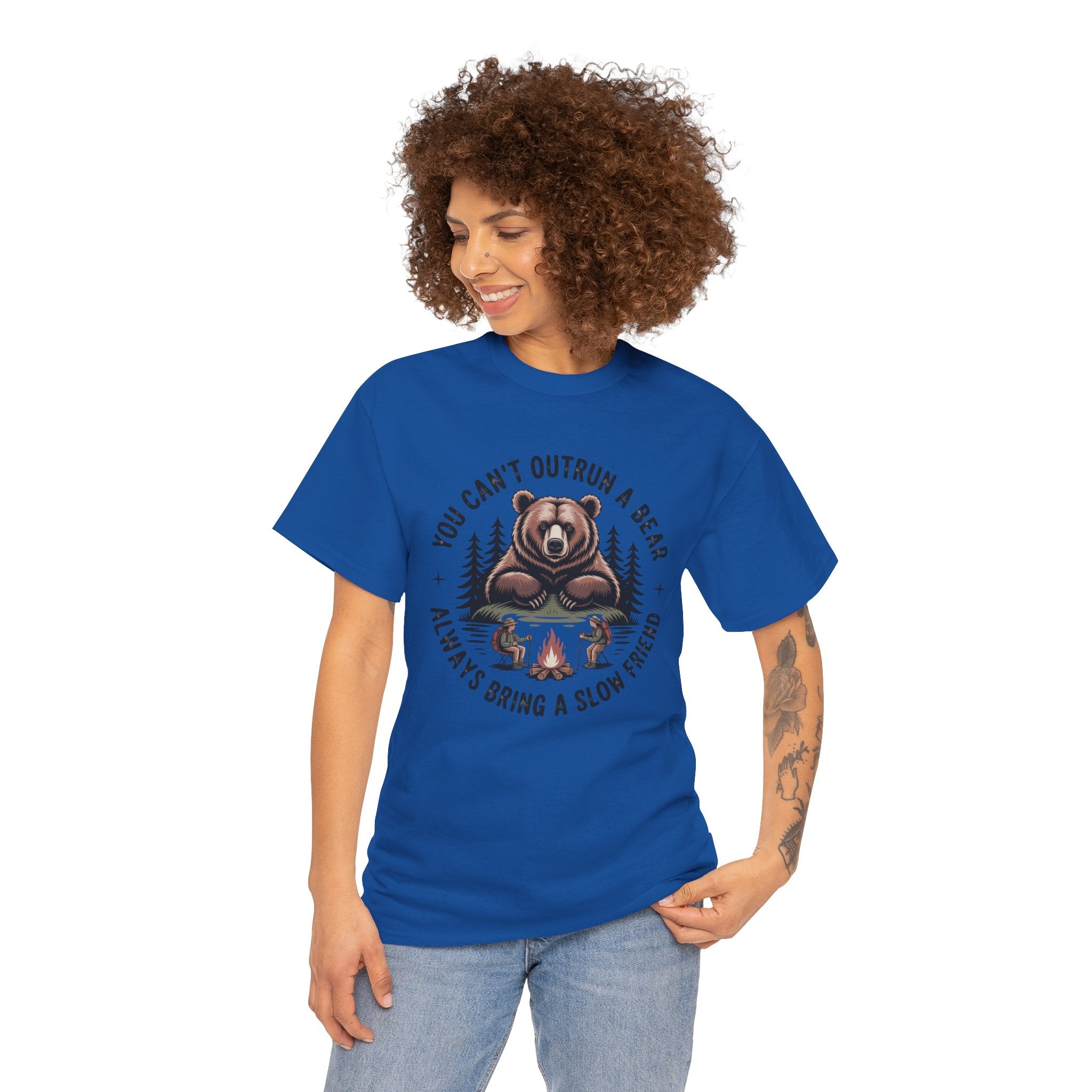 Bear Campfire T‑Shirt — "You Can't Outrun a Bear, Always Bring a Slow Friend" Camping Tee