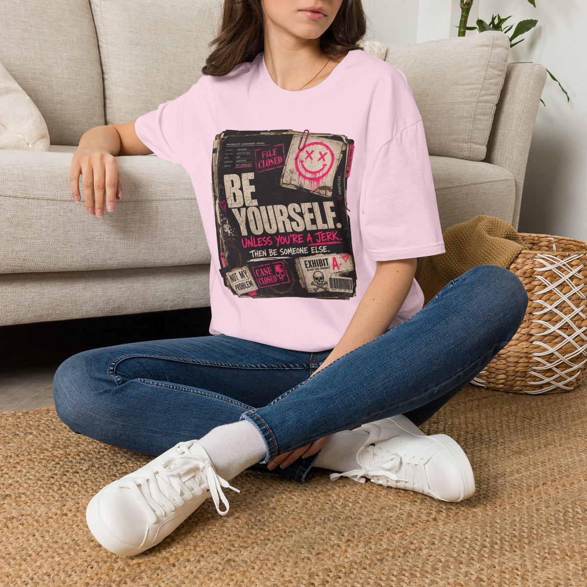 T‑Shirt — 'Be Yourself' Vintage Grunge Graphic Tee (Be Yourself, Unless You’re a Jerk)