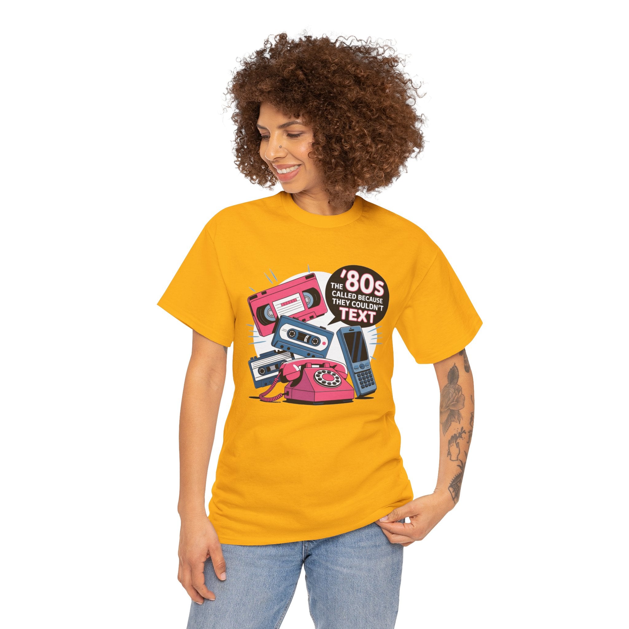 '80s Retro Phones Tee – Vintage Rotary, Cassette & Brick Cell Graphic T-Shirt