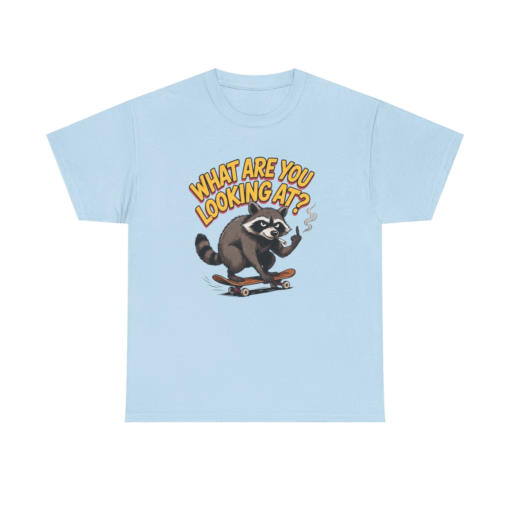 Funny Raccoon Graphic T-Shirt — What Are You Looking At Skater Humor Gift Tee