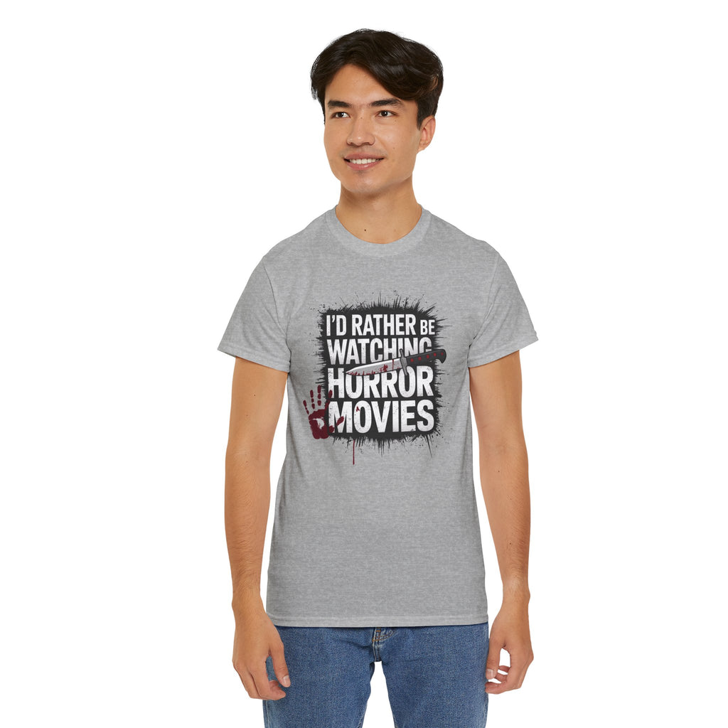 Horror Movie Fan T-Shirt — "I'd Rather Be Watching Horror Movies" Graphic Tee