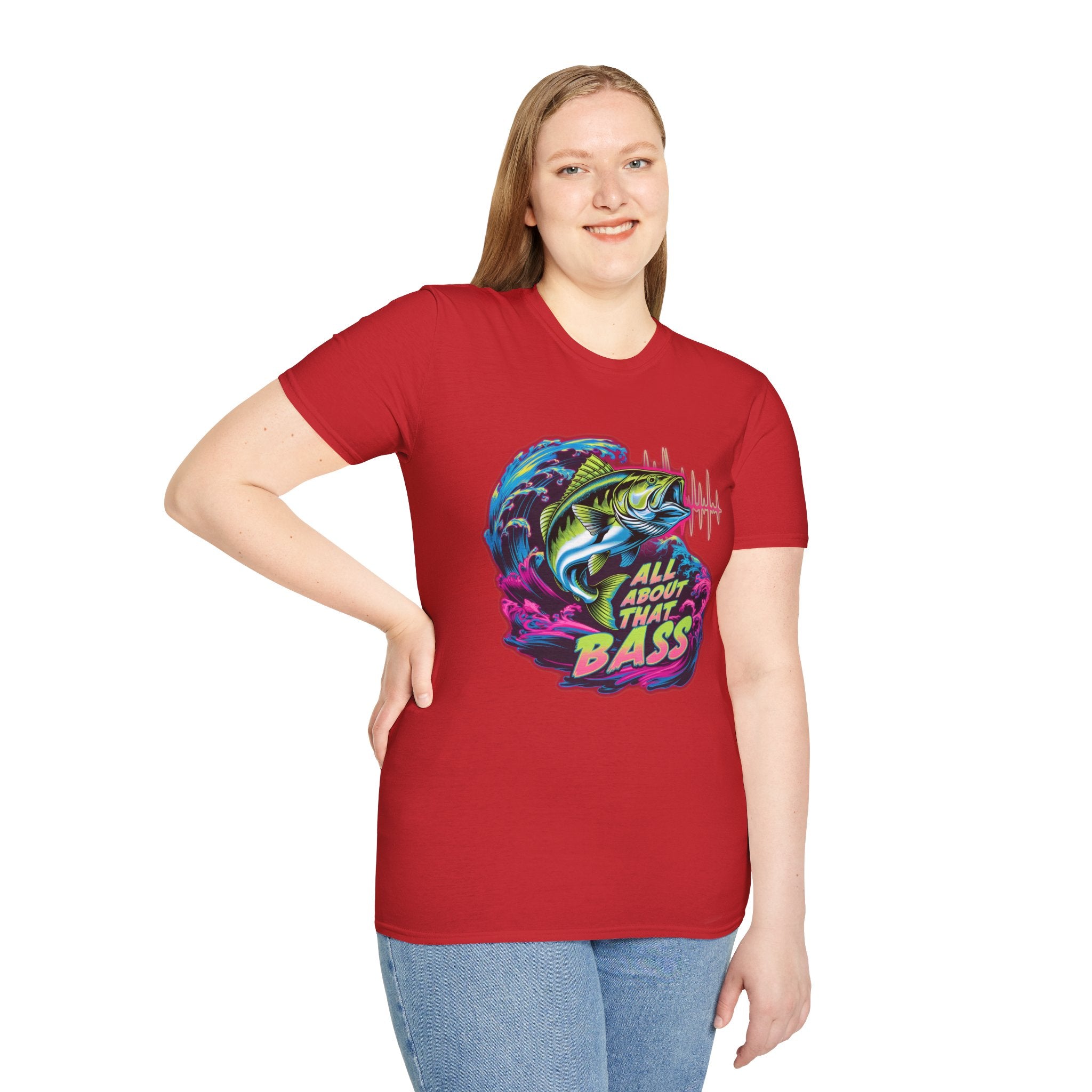 Bass Fishing T-Shirt — "All About That Bass" Retro Wave Graphic