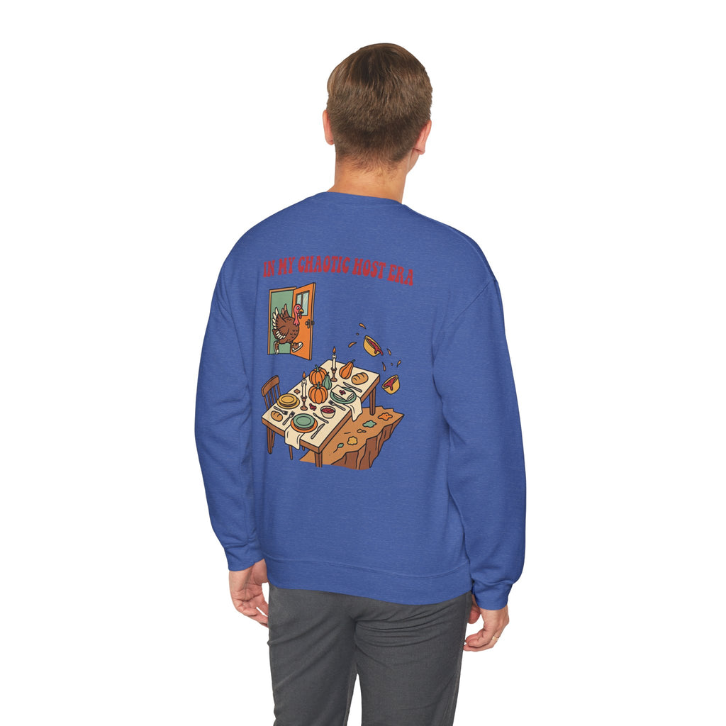 Funny Thanksgiving Host Crewneck Sweatshirt — My Table Seats 6 My Anxiety Seats 12 Gift Pullover