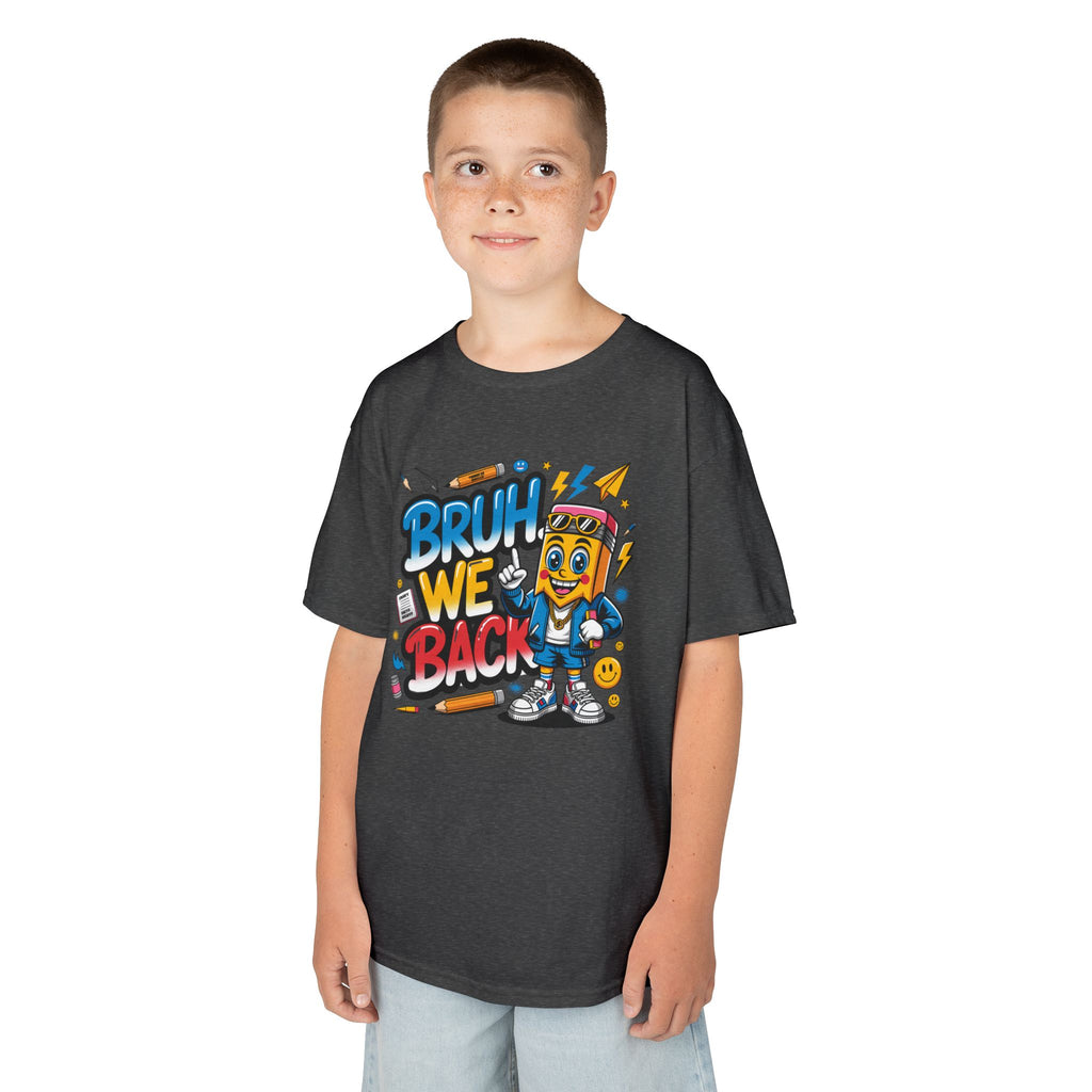 Kids T-Shirt — "Bruh We Back" Cartoon Graphic Tee