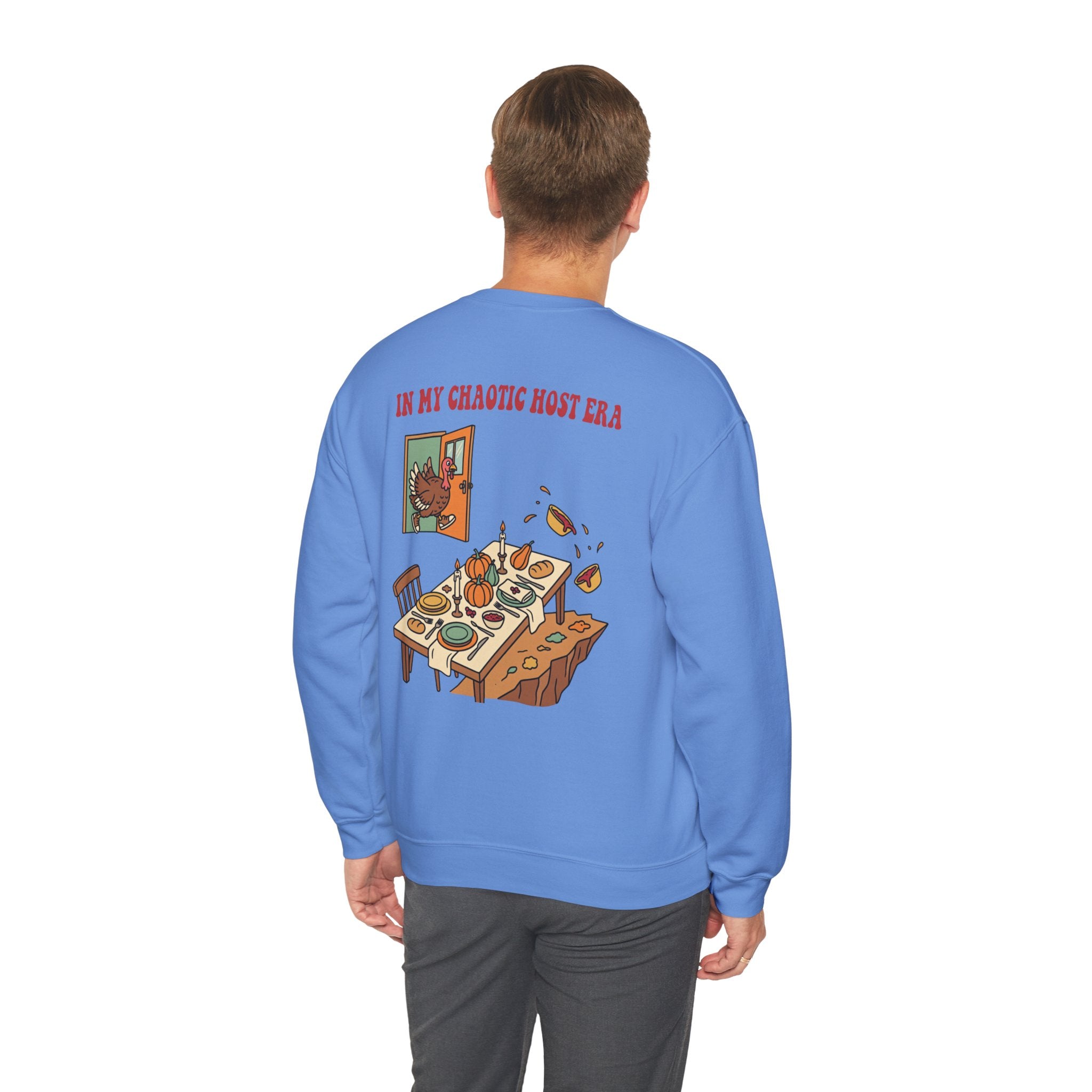 Funny Thanksgiving Host Crewneck Sweatshirt — My Table Seats 6 My Anxiety Seats 12 Gift Pullover