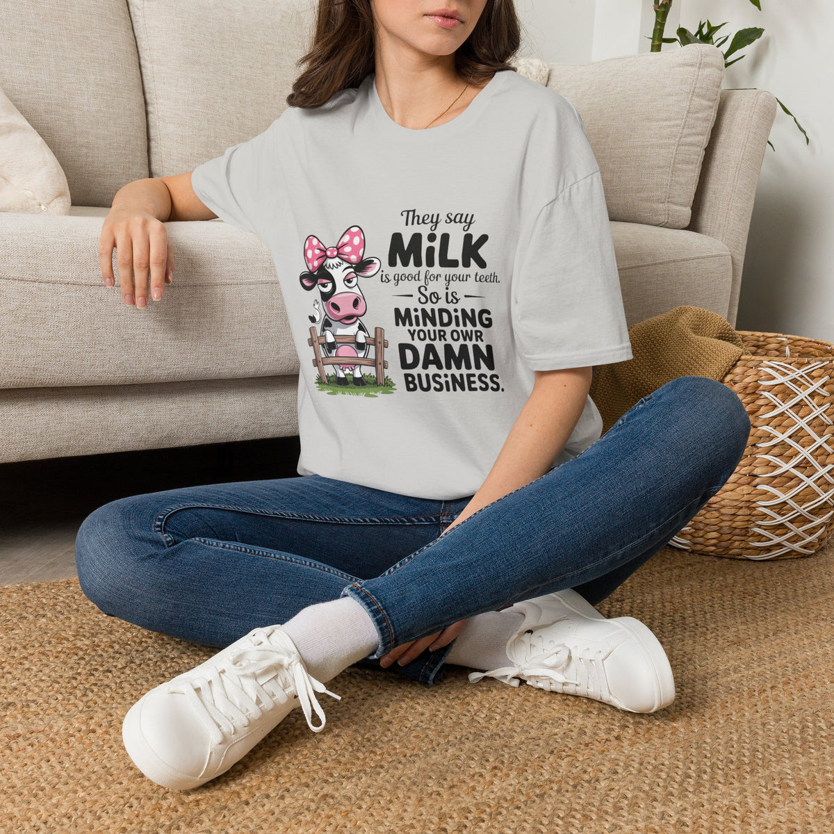 They Say Milk Is Good For Your Teeth - Funny Cow T-Shirt