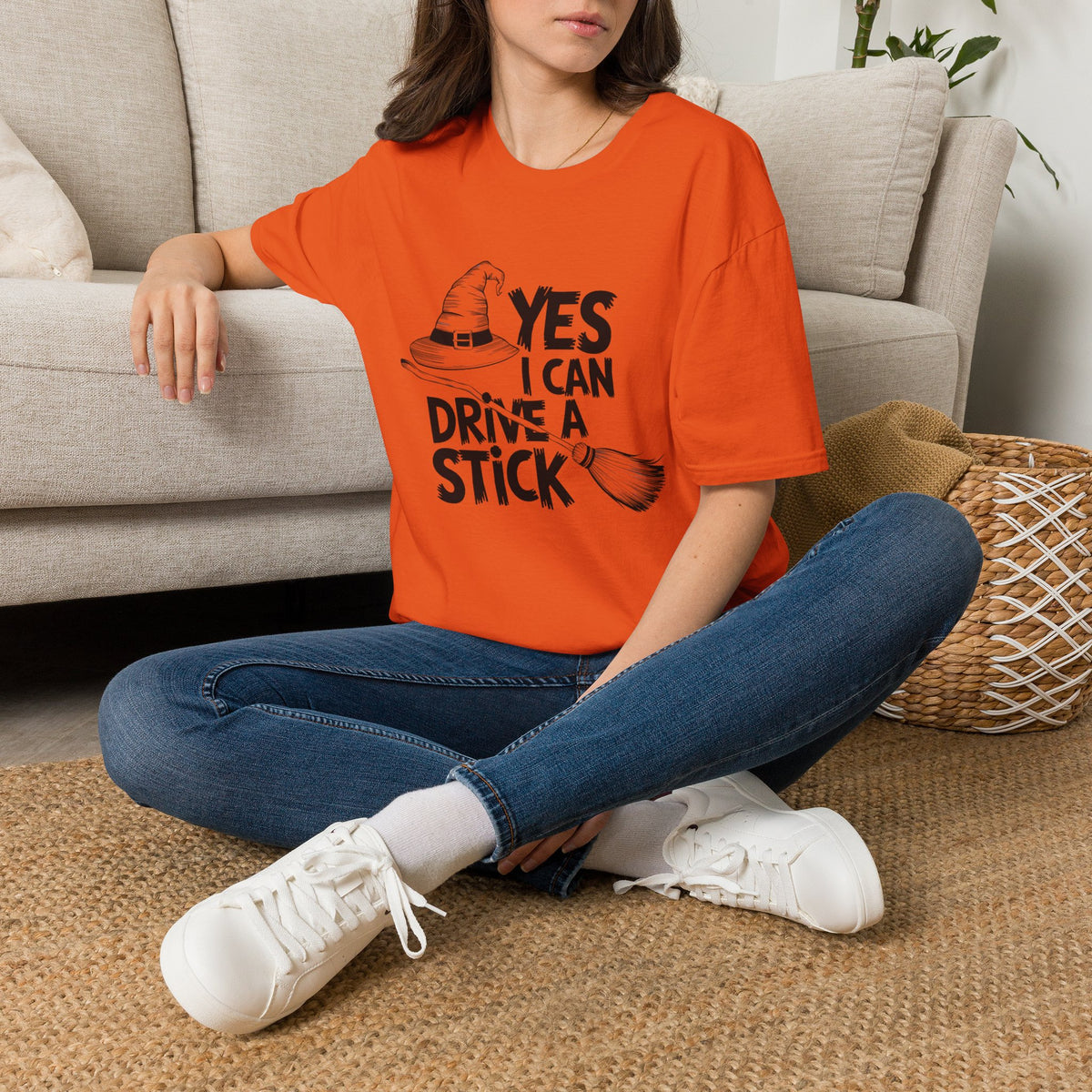 Witch Hat Tee - "Yes I Can Drive a Stick" Halloween T-Shirt