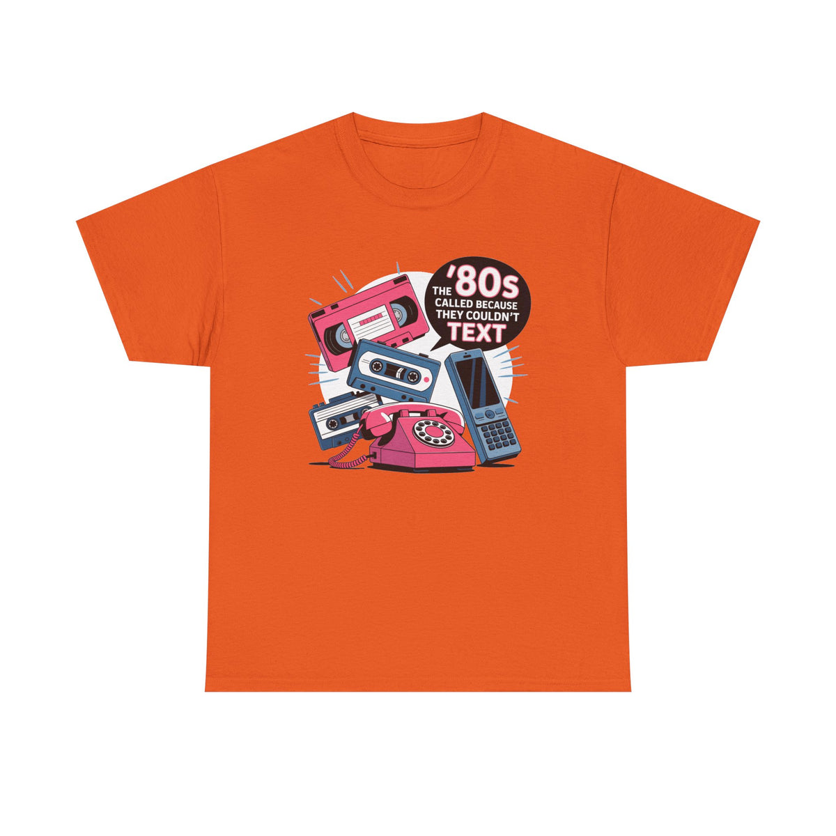 '80s Retro Phones Tee – Vintage Rotary, Cassette & Brick Cell Graphic T-Shirt