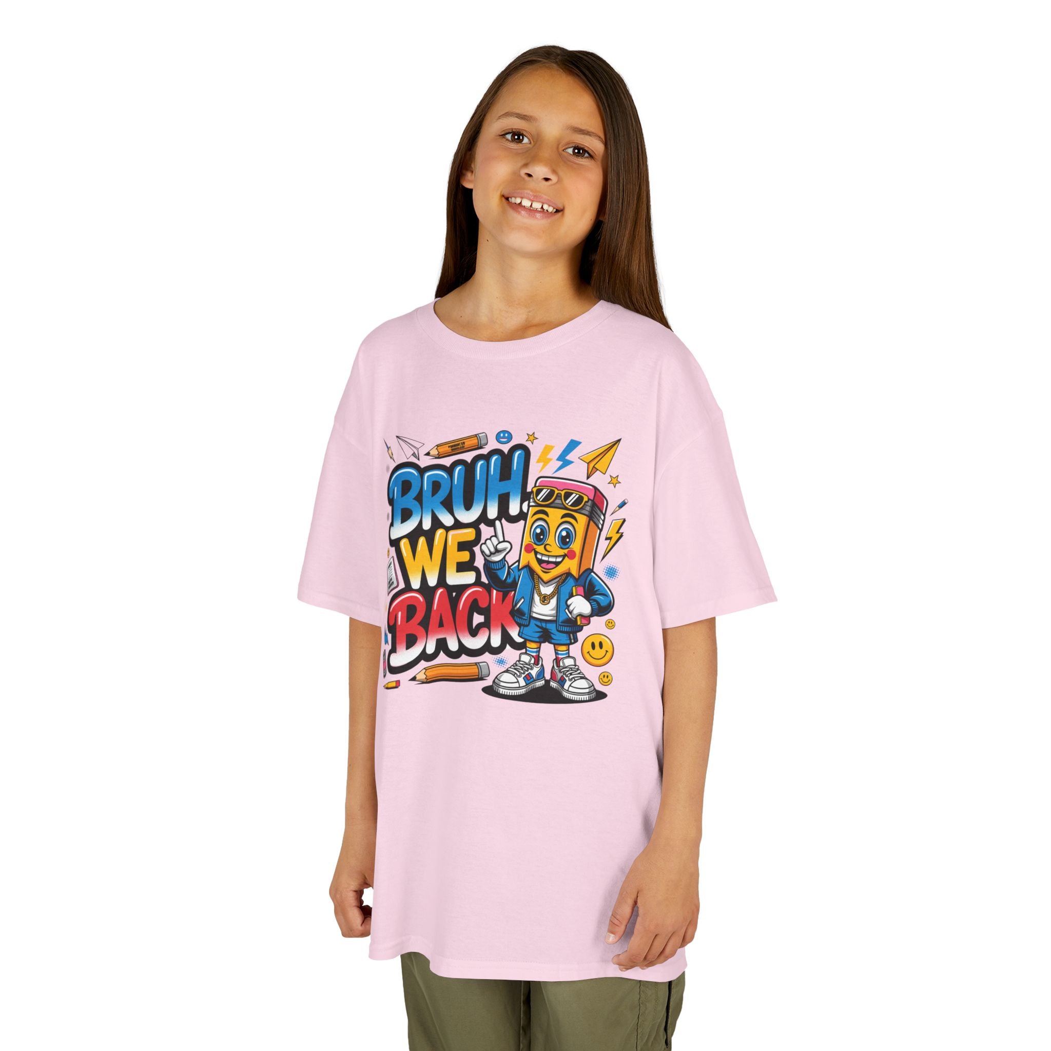 Kids T-Shirt — "Bruh We Back" Cartoon Graphic Tee