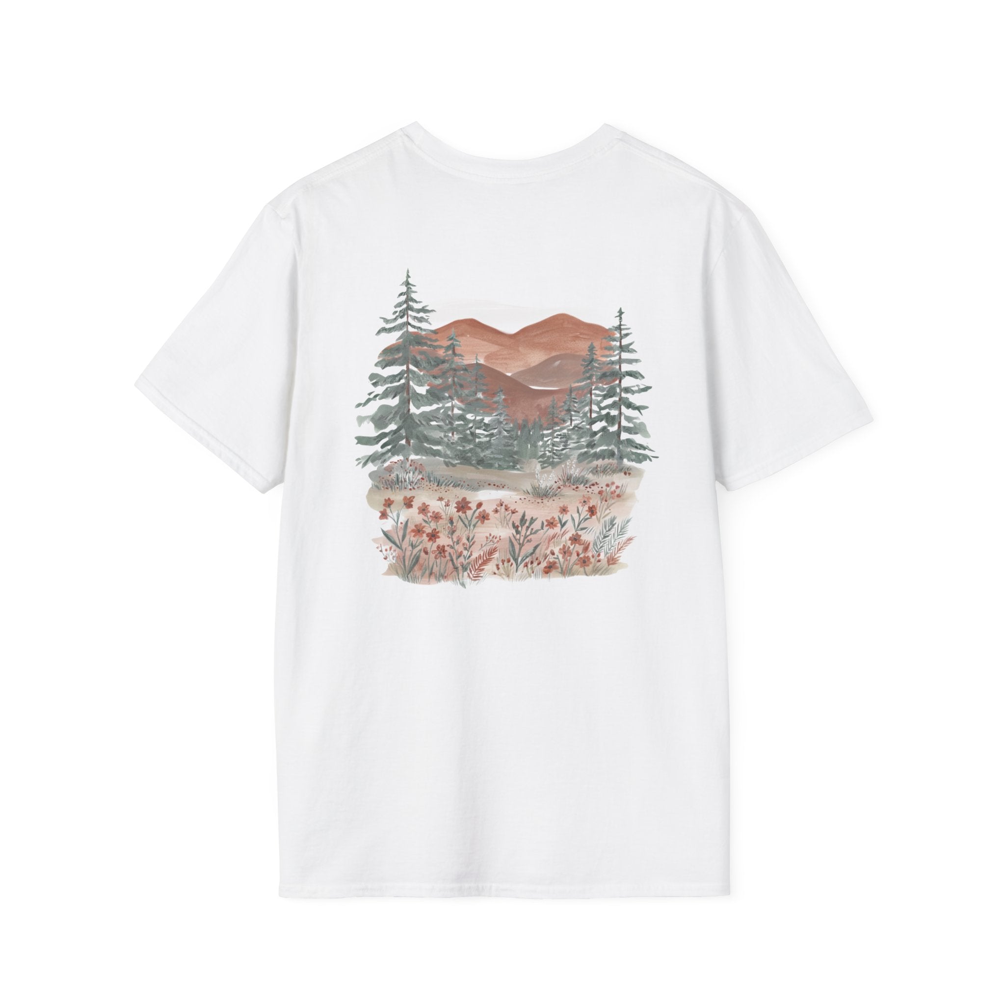Floral Corner Tee — Minimal Wildflower Pocket T‑Shirt